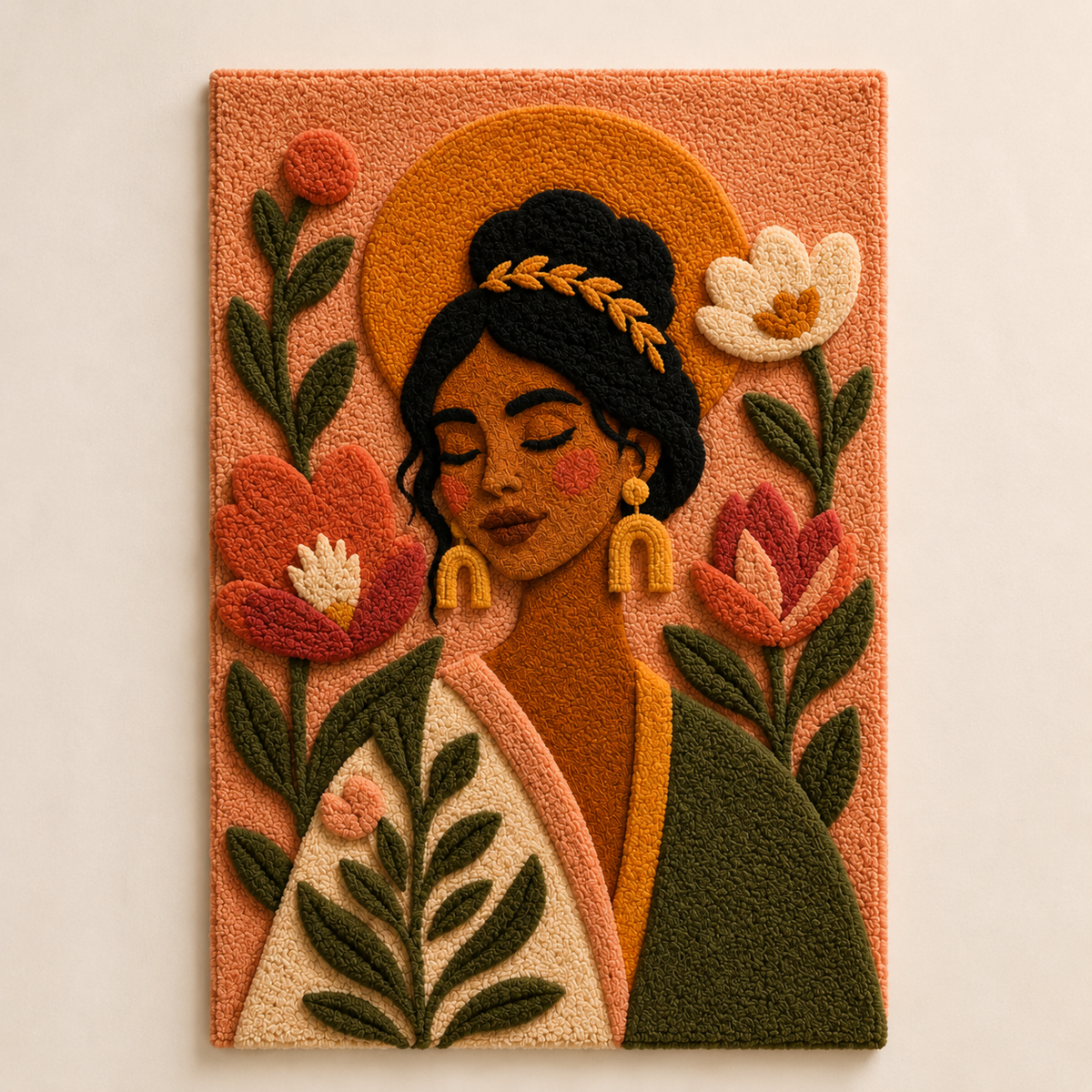 Hewn Earth Harvest Flower Reverie wall art featuring a vibrant, floral design on a textured background for home decor.