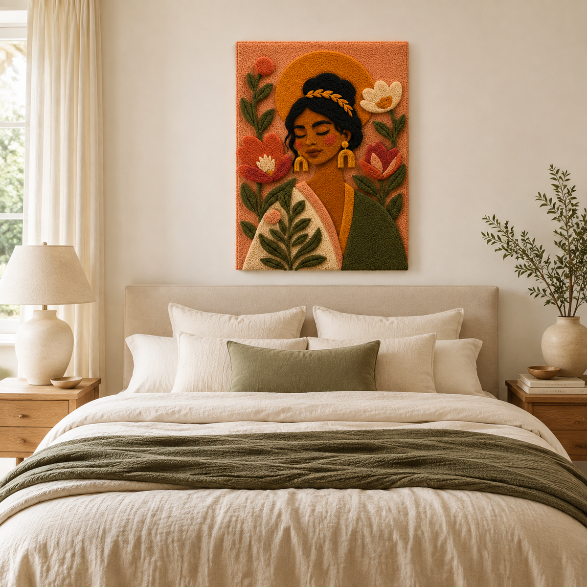 Hewn Earth Harvest Flower Reverie wall art featuring vibrant floral watercolor painting on textured paper.