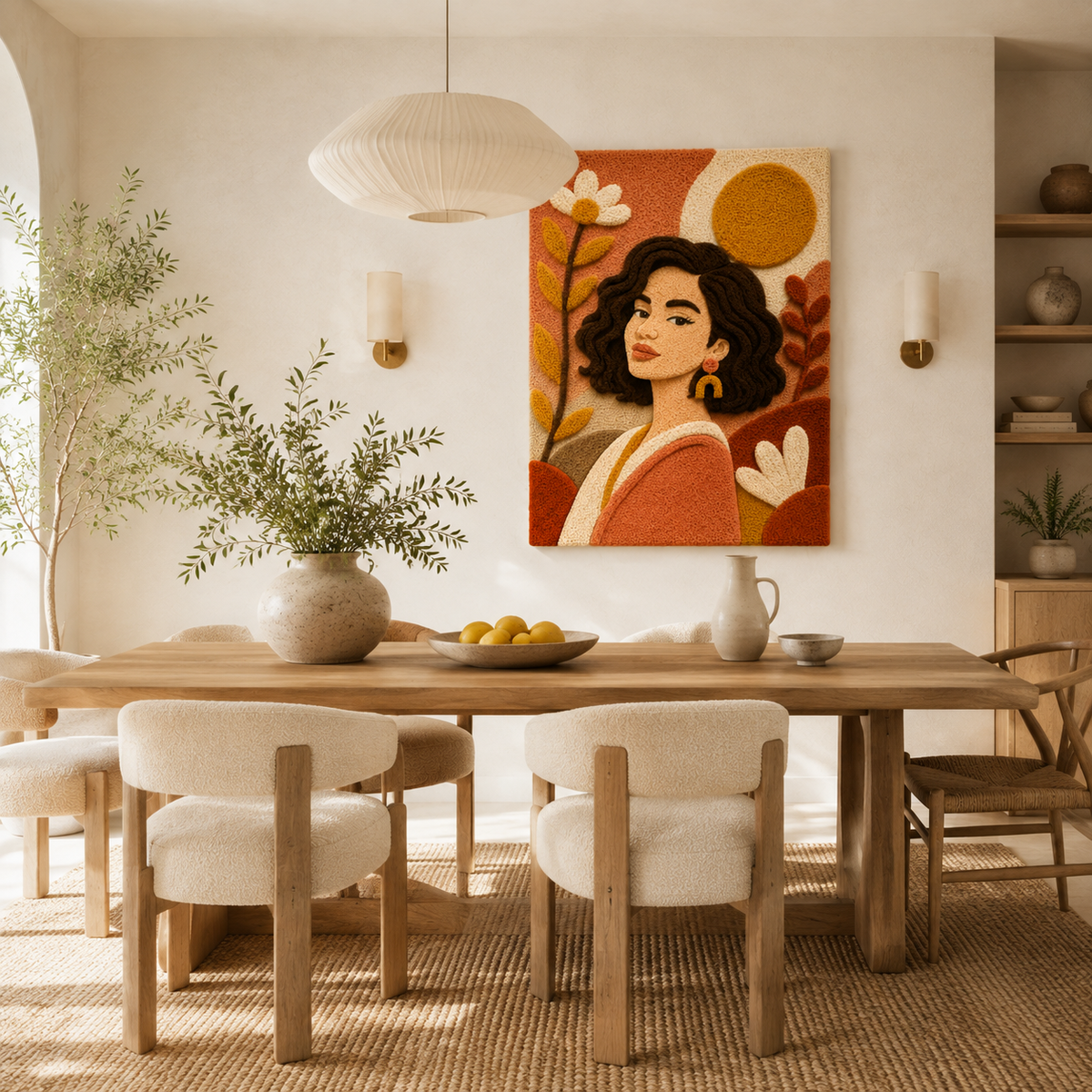 Hewn Earth Autumn Sun Profile wall art featuring a warm, abstract sun design on a neutral background for home decor.