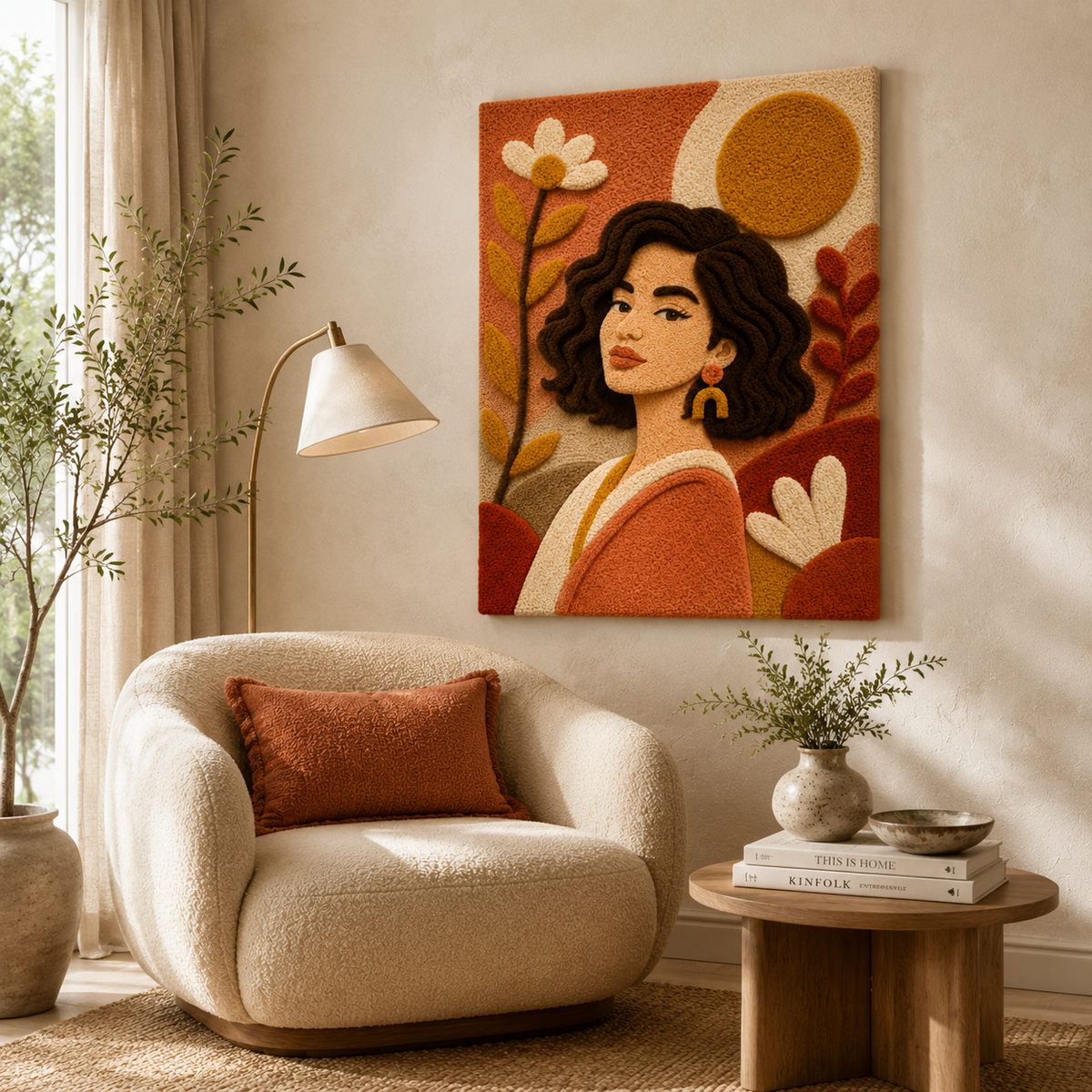 Autumn Sun Profile wall art by Hewn Earth featuring a warm, artistic depiction of a sunset with vibrant orange and yellow tones.