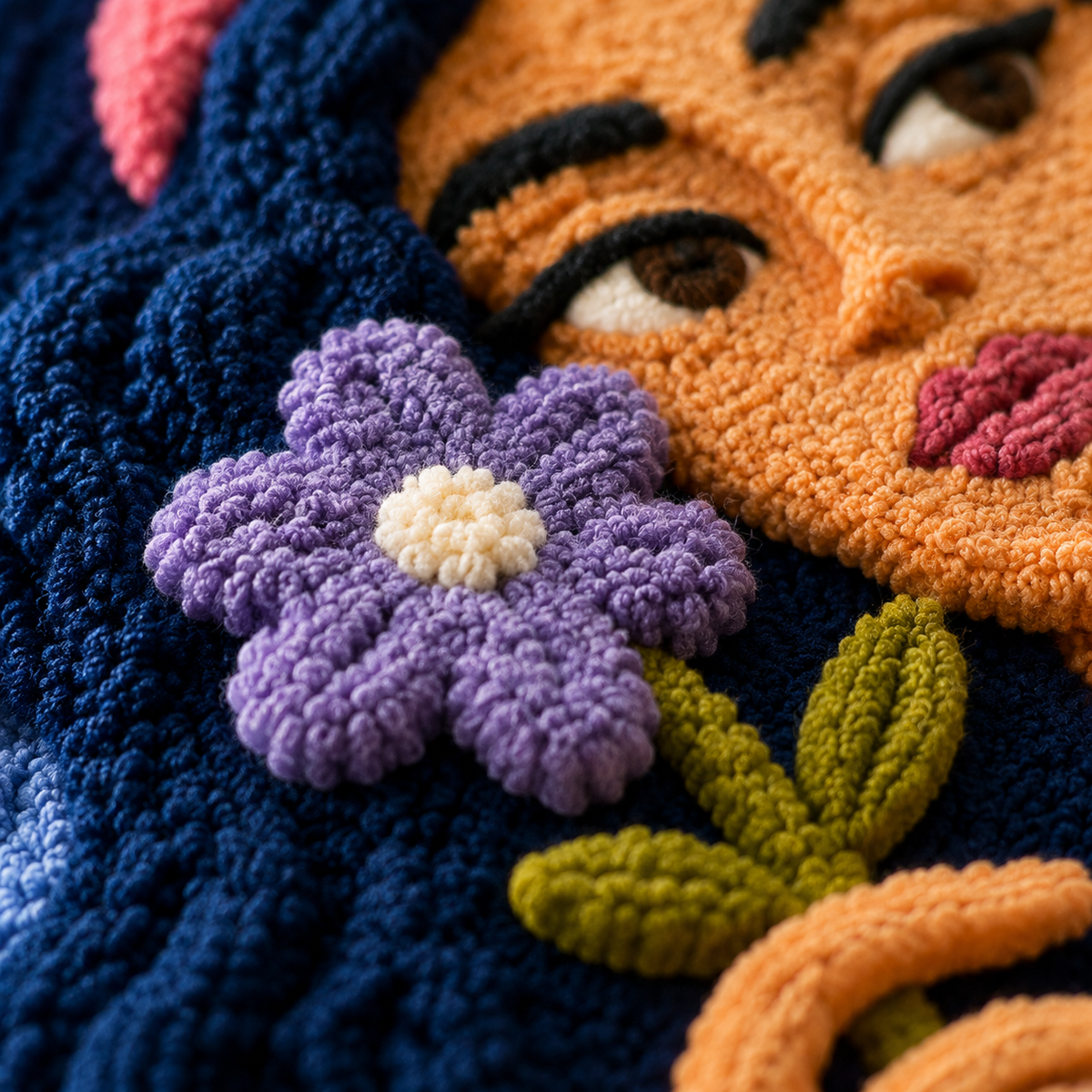 Close-up of Hewn Earth Bluebell Garden portrait wall art featuring detailed bluebell flowers and lush garden scene.