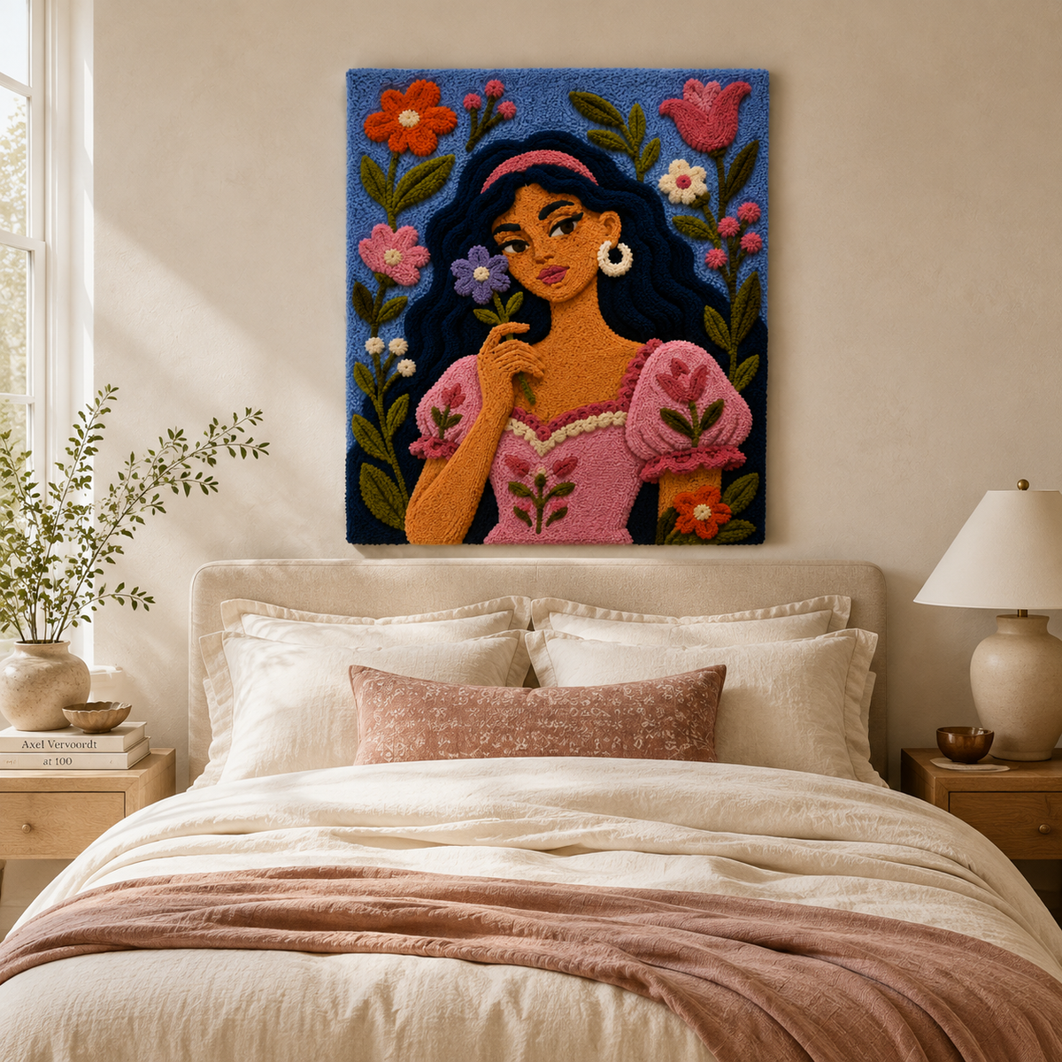Hewn Earth Bluebell Garden Portrait wall art featuring vibrant bluebell flowers and lush greenery, perfect for garden-inspired decor.