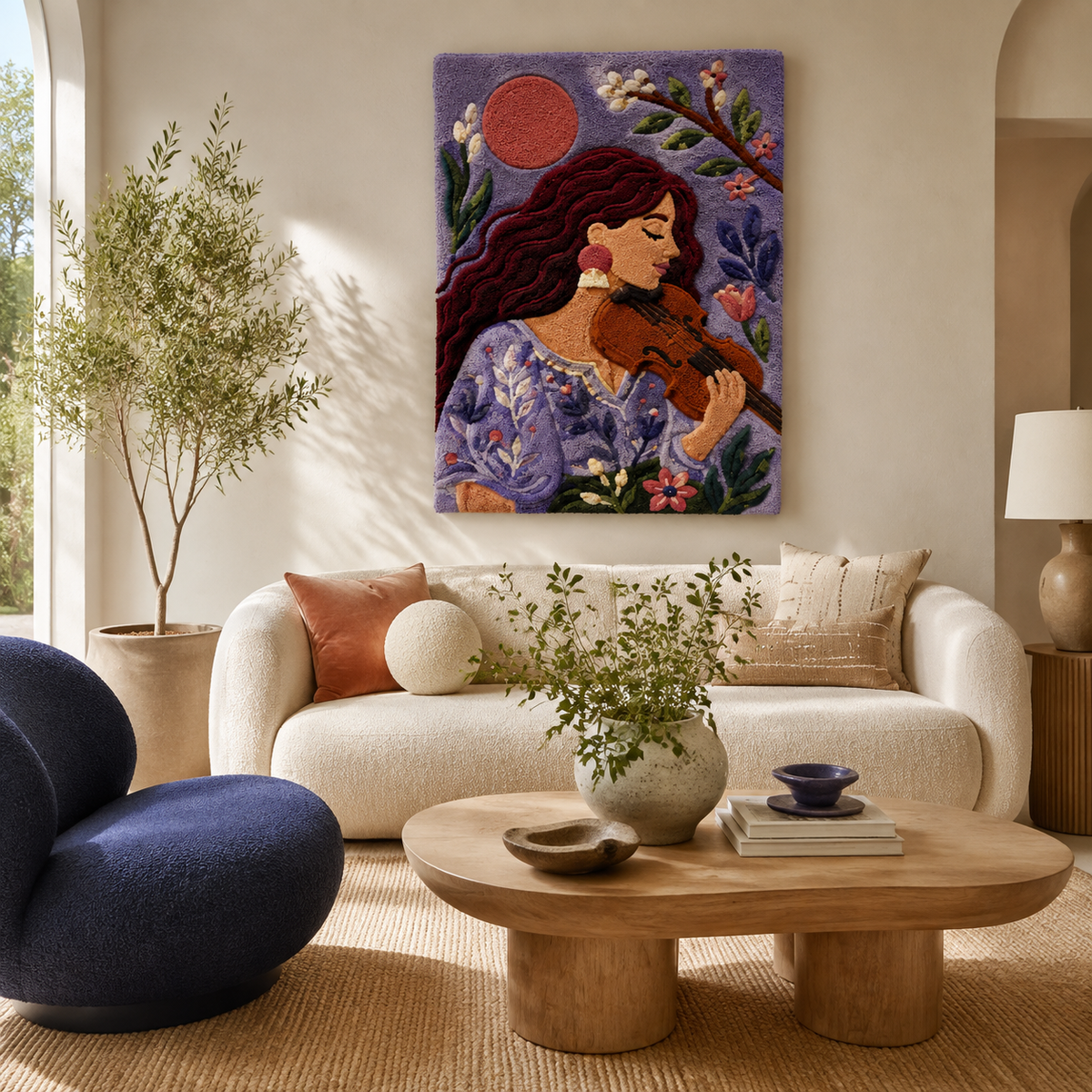 Hewn Earth Moonlit Companion Embrace wall art featuring a serene night sky scene, perfect for enhancing home decor.