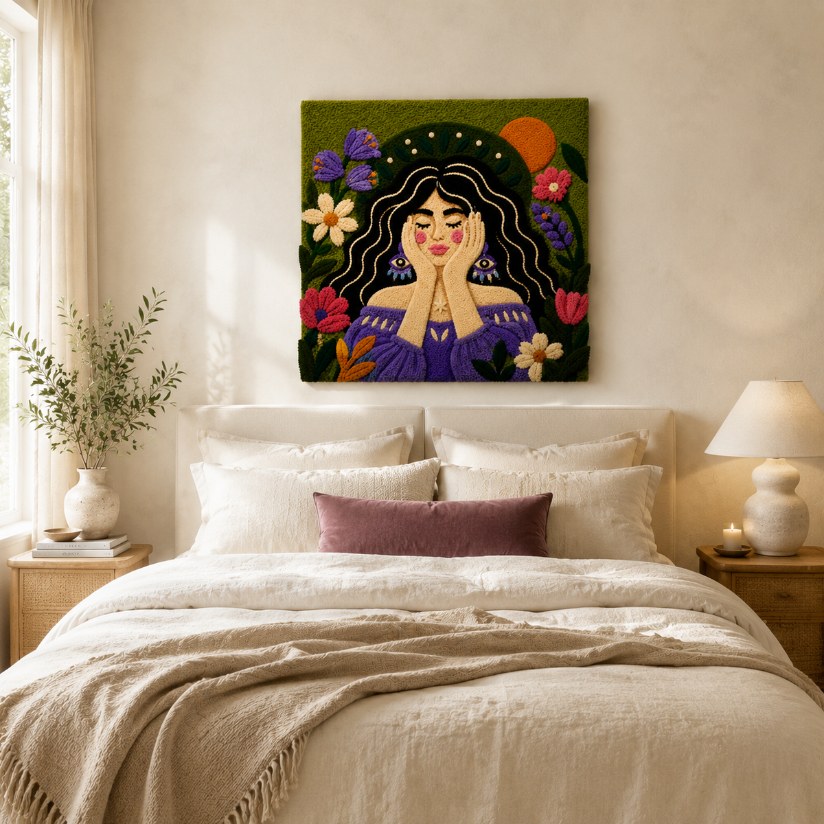 Violet Garden Prayer wall art by Hewn Earth featuring a serene floral design for home decor.