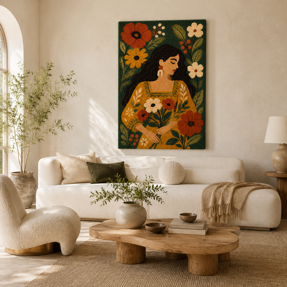 Hewn Earth Autumn Flower Keeper wall art featuring vibrant autumn flowers in a decorative wall display.