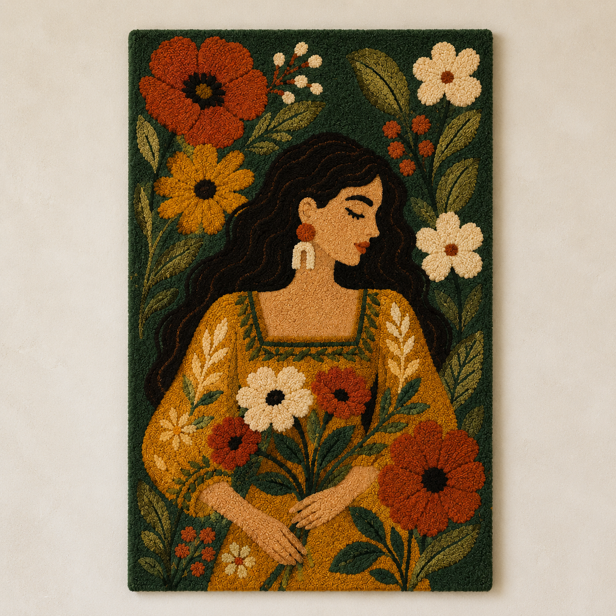 Hewn Earth Autumn Flower Keeper wall art featuring vibrant autumn flowers in a natural, decorative wall hanging.