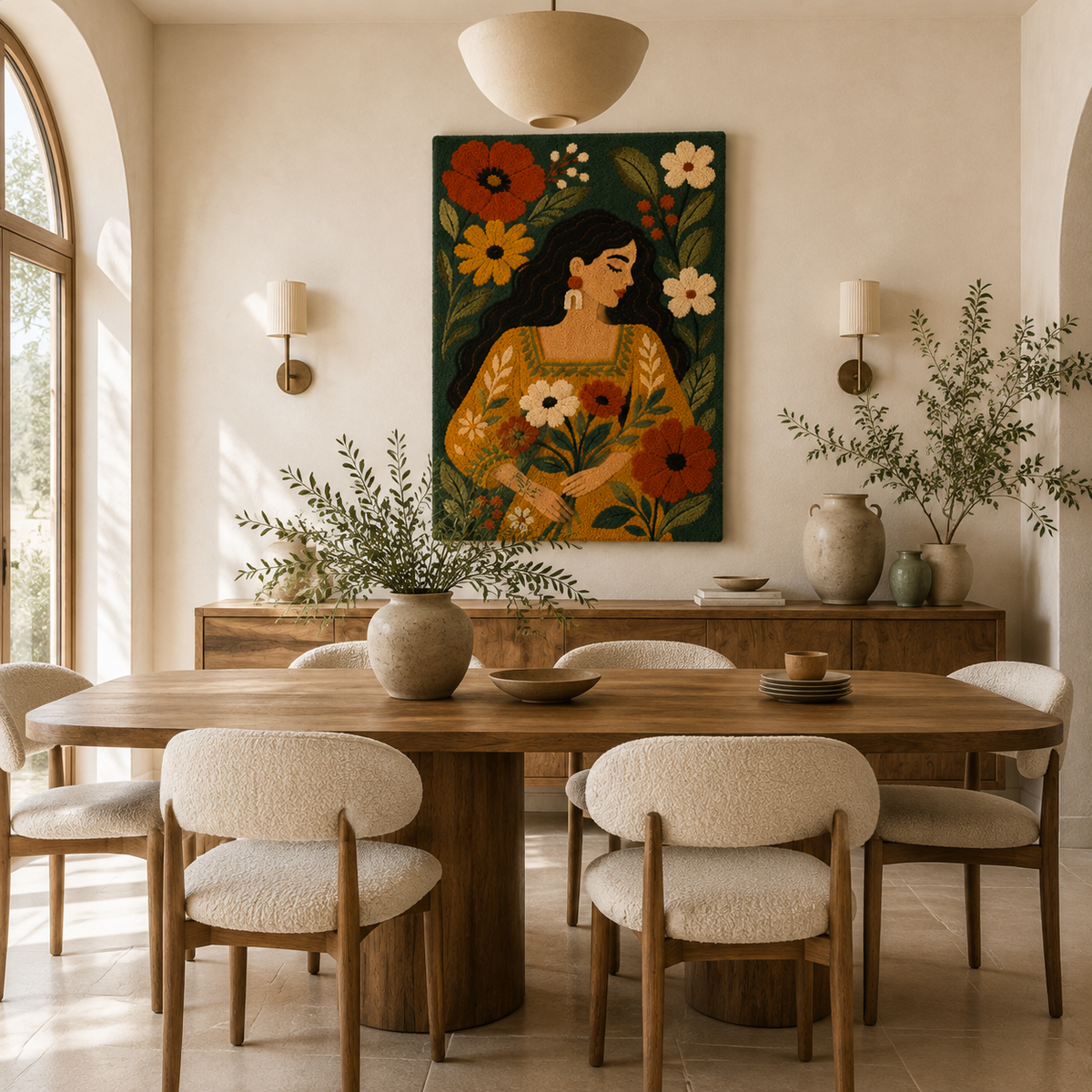 Hewn Earth Autumn Flower Keeper wall art featuring vibrant fall flowers and foliage in a decorative wall hanging display.