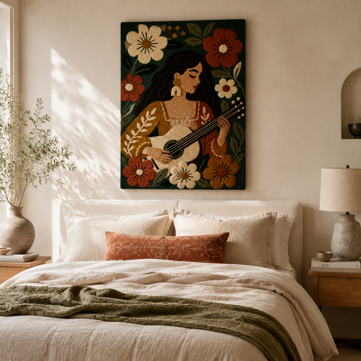 Hewn Earth Garden Mandolin Song wall art featuring a colorful musical mandolin illustration on a decorative wall display