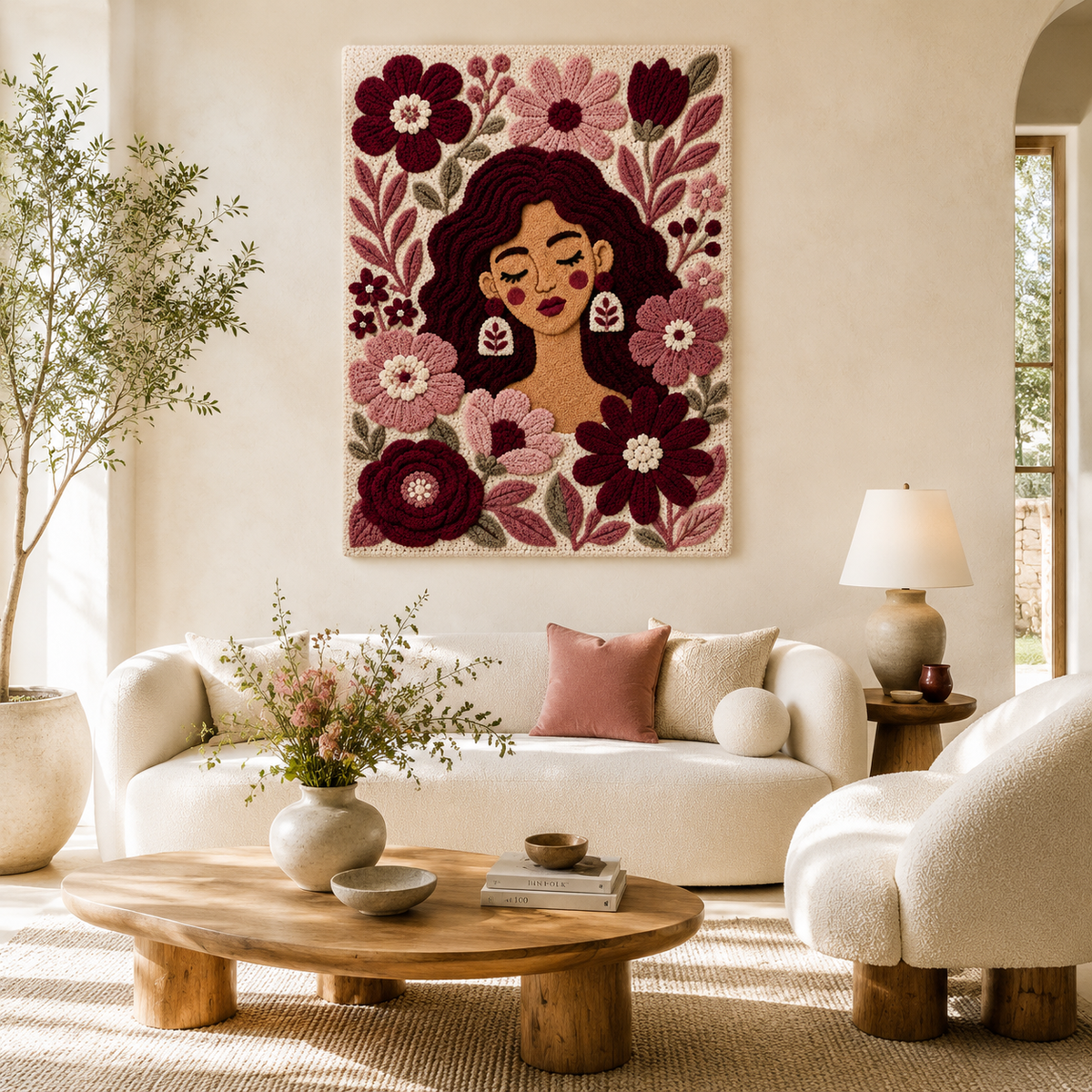 Burgundy Flower Lullaby wall art by Hewn Earth featuring a floral design, perfect for bedroom or living room decor.