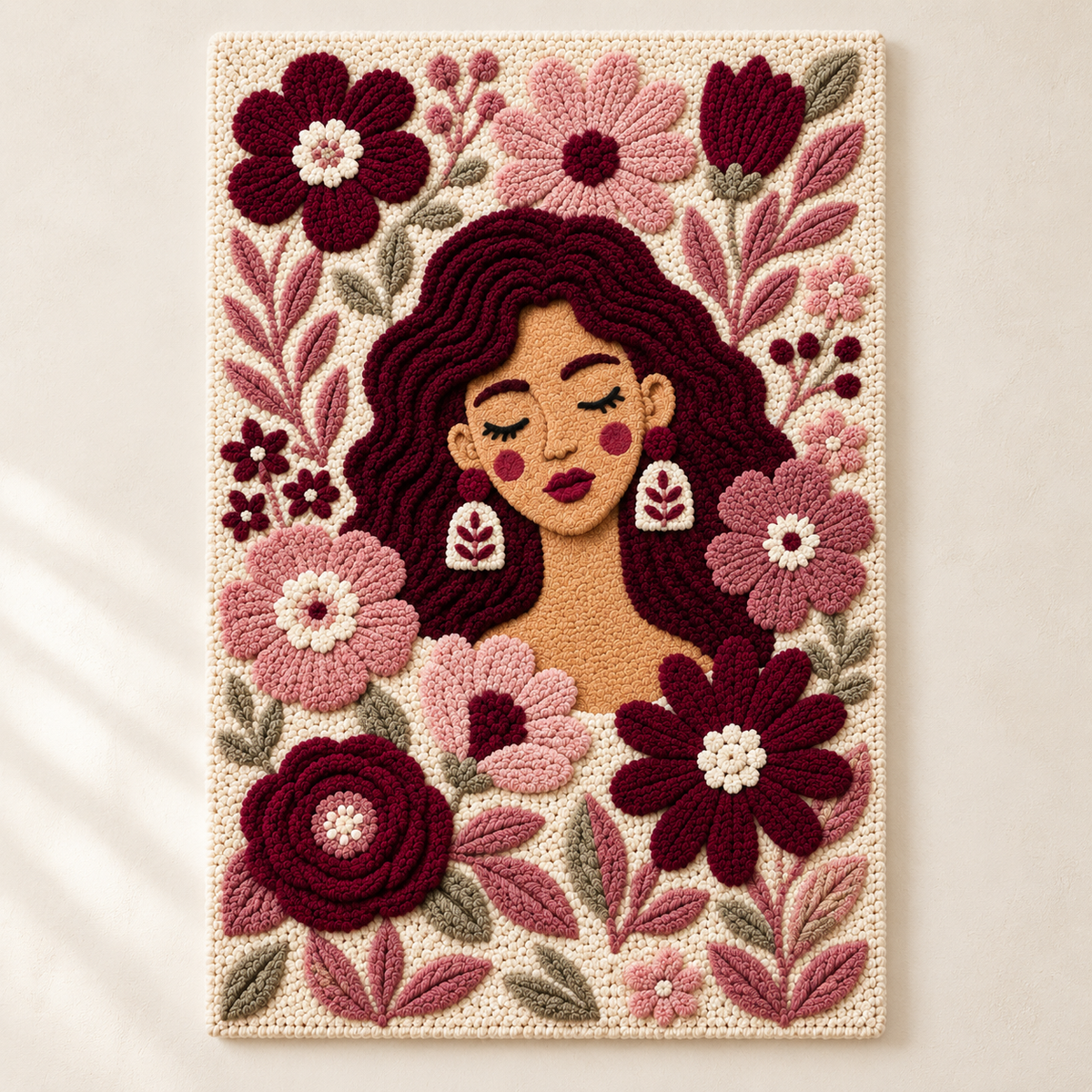 Burgundy flower lullaby wall art by Hewn Earth featuring a floral design on a neutral background.