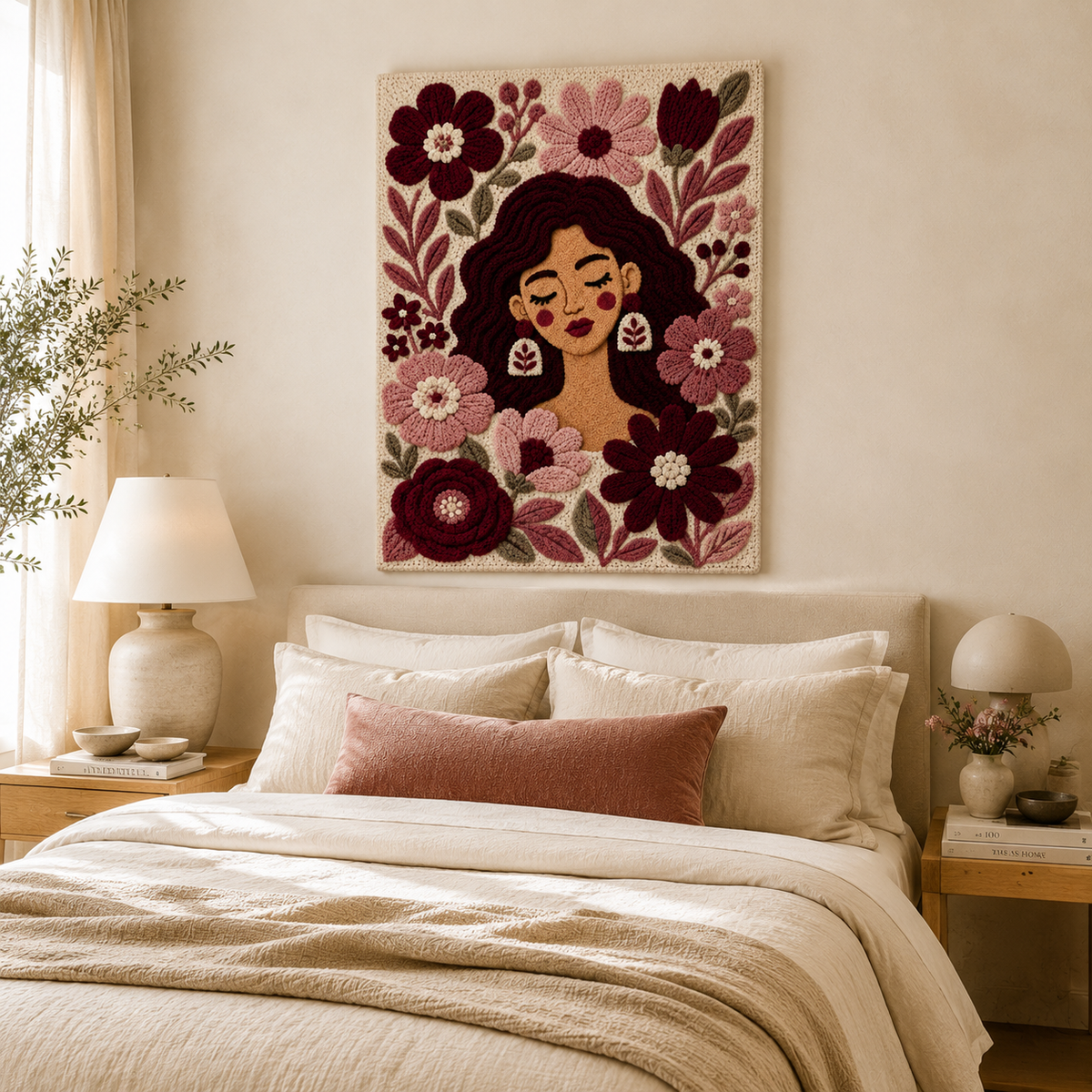 Burgundy Flower Lullaby wall art by Hewn Earth featuring a floral design on a canvas for home decor.