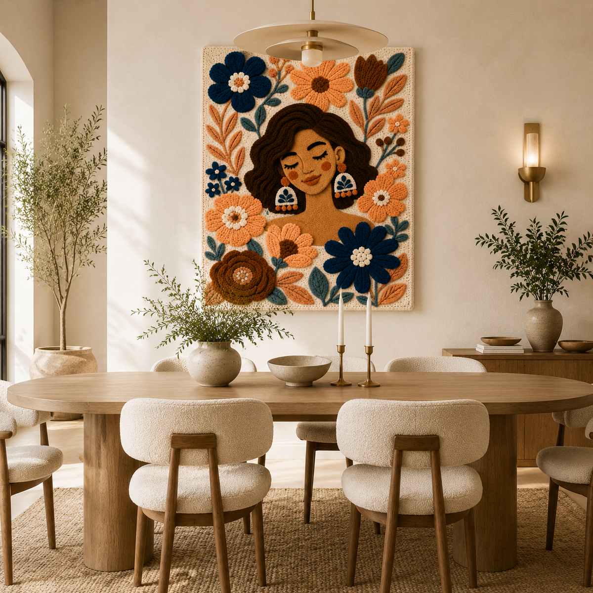 Peach Blossom Reverie wall art by Hewn Earth featuring a vibrant peach blossom design on a canvas print.