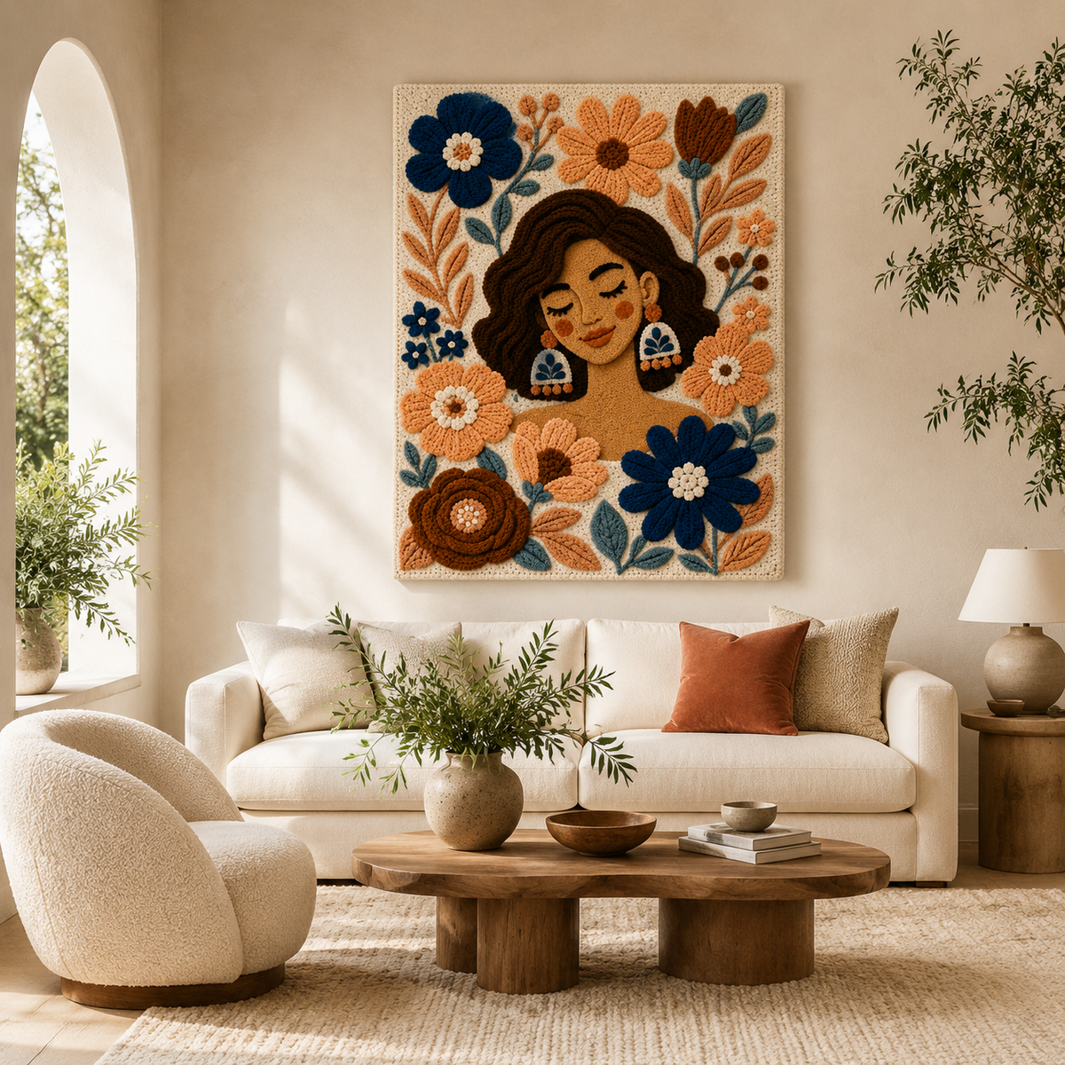 Peach Blossom Reverie wall art by Hewn Earth featuring soft peach and pink floral design on canvas, decorative home wall decor