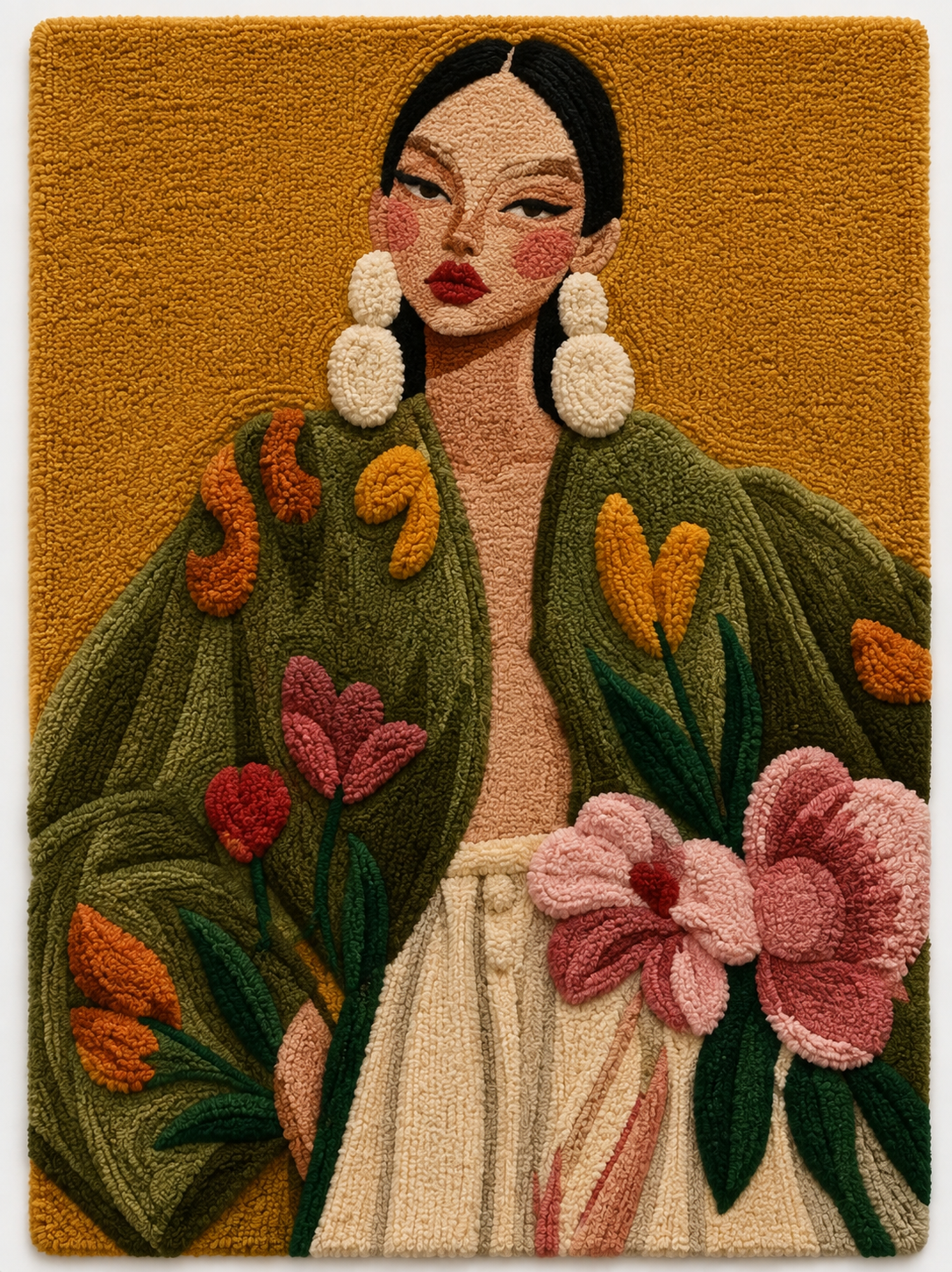 Olive Bloom Portrait wall art by Hewn Earth featuring a detailed botanical illustration on a light background.