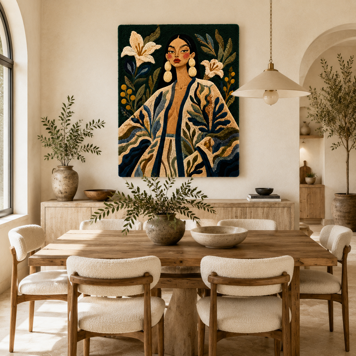 Hewn Earth Moonlit Lily Keeper wall art featuring a serene moonlit lily design on a wall.