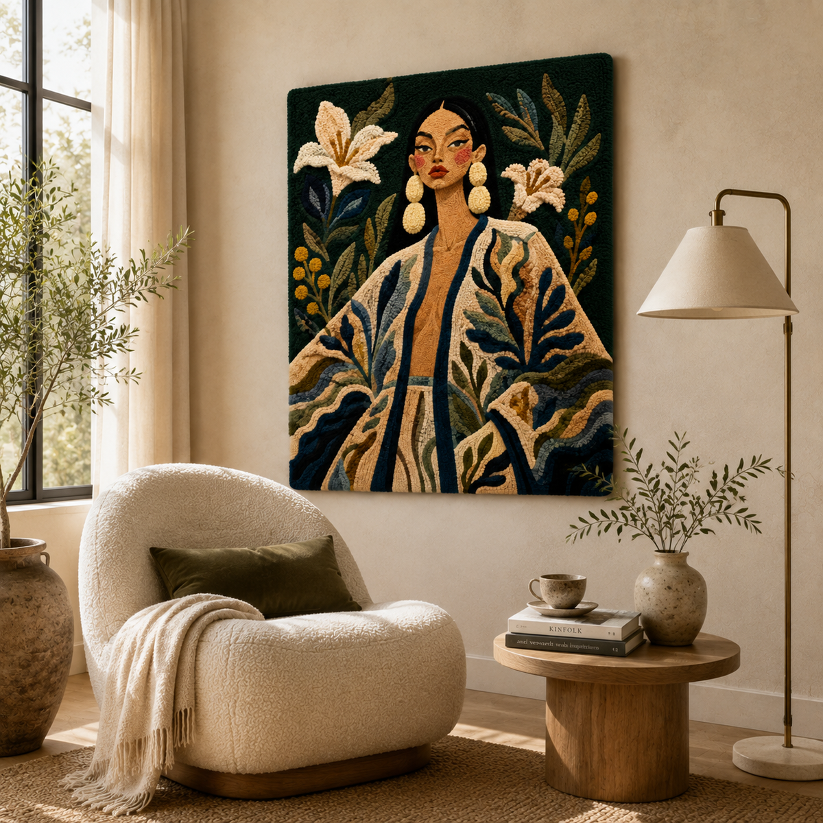 Hewn Earth Moonlit Lily Keeper wall art featuring a serene moonlit lily scene on a decorative wall plaque.