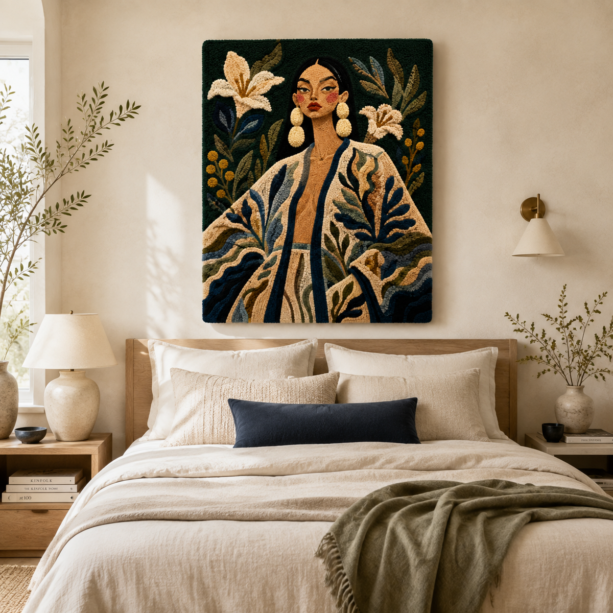 Hewn Earth Moonlit Lily Keeper wall art featuring a serene moonlit lily design on a decorative wall hanging.