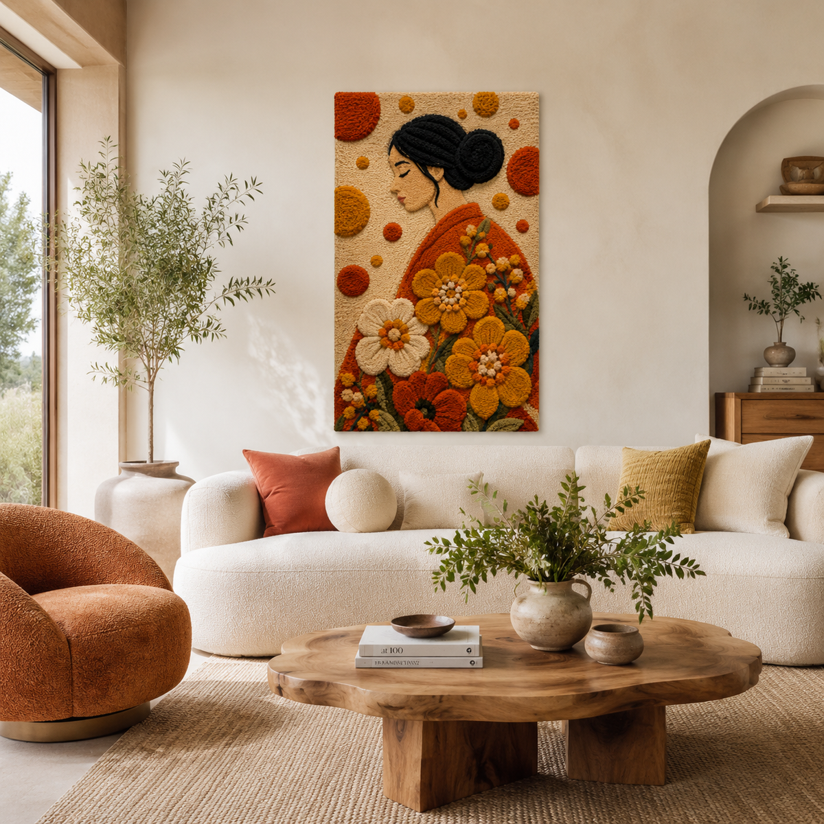 Autumn Blossom profile wall art by Hewn Earth, featuring vibrant floral design on a framed art piece for home decor.