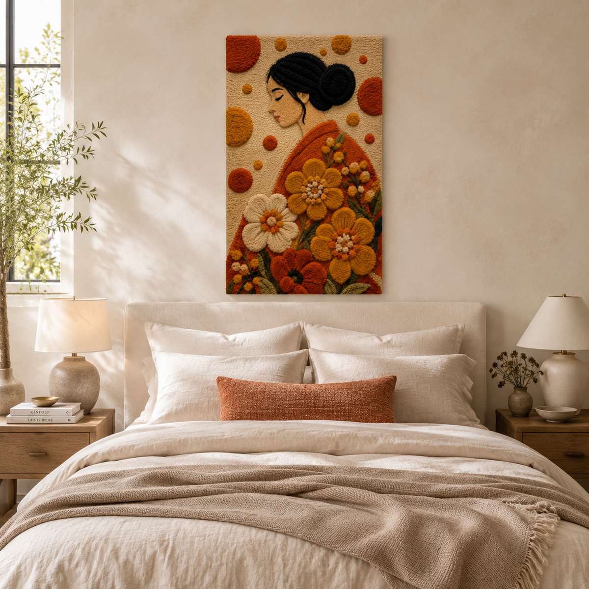 Autumn Blossom profile wall art by Hewn Earth featuring warm-toned floral design on a neutral background