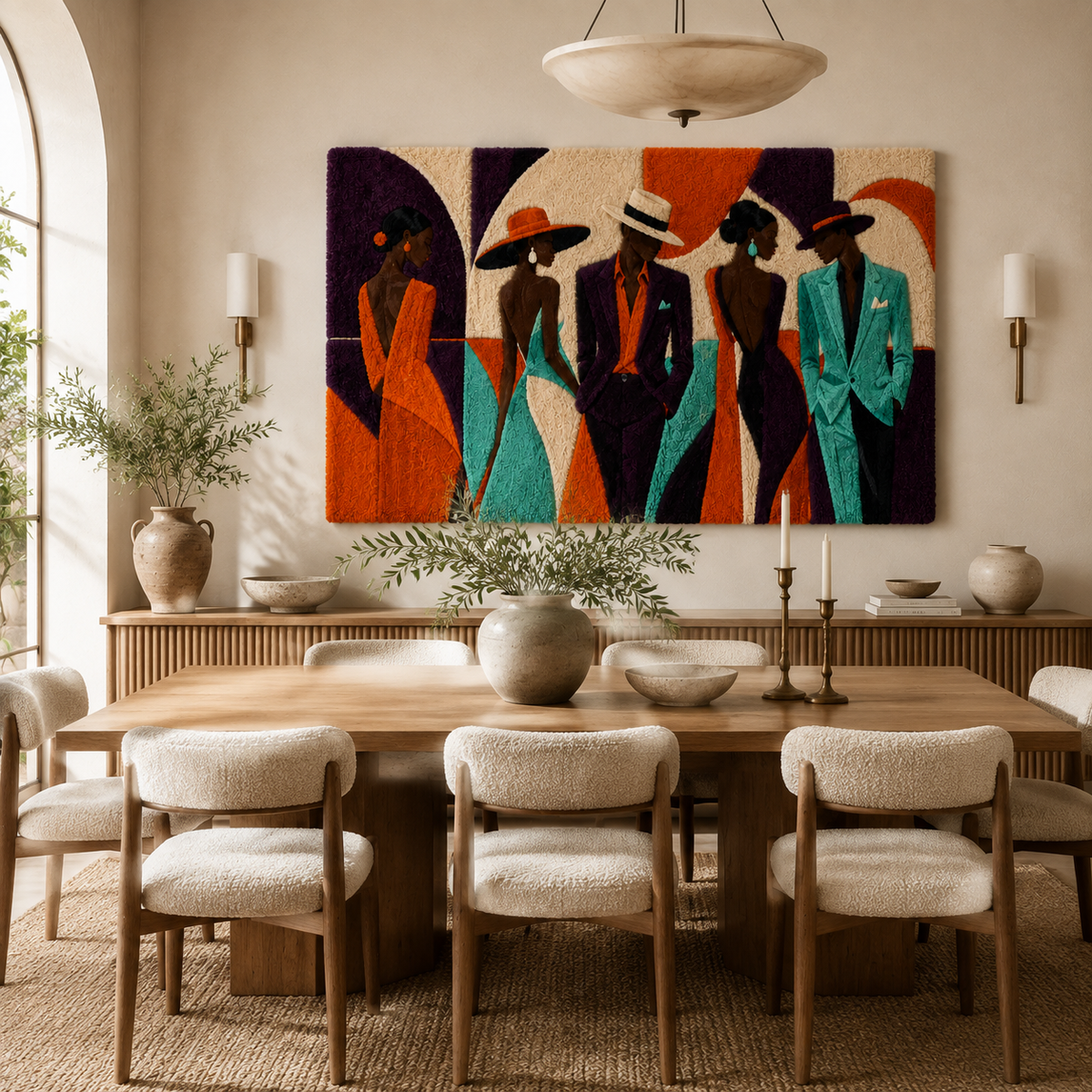 Hewn Earth Wall Art titled "Dressed for the Promenade" featuring vibrant, detailed artwork depicting a scenic promenade scene.