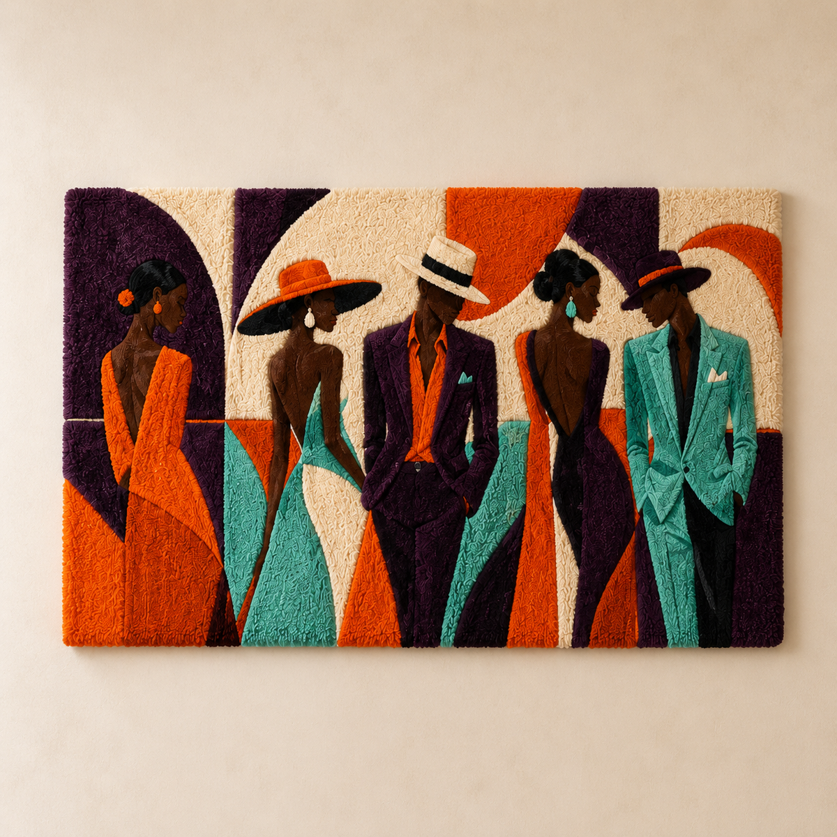Hewn Earth Wall Art titled "Dressed for the Promenade" featuring a scenic outdoor setting with vibrant colors.