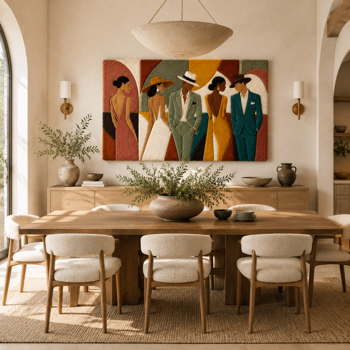 Colorful wall art featuring a garden party lineup design by Hewn Earth, vibrant and decorative wall decor for living spaces.
