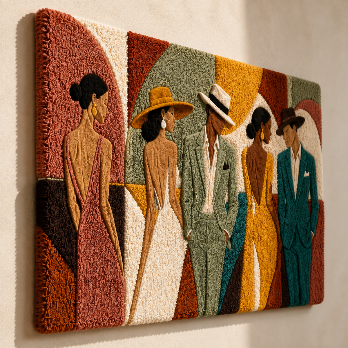 Hewn Earth Garden Party Lineup wall art featuring vibrant, colorful illustrations of garden-themed characters and plants.