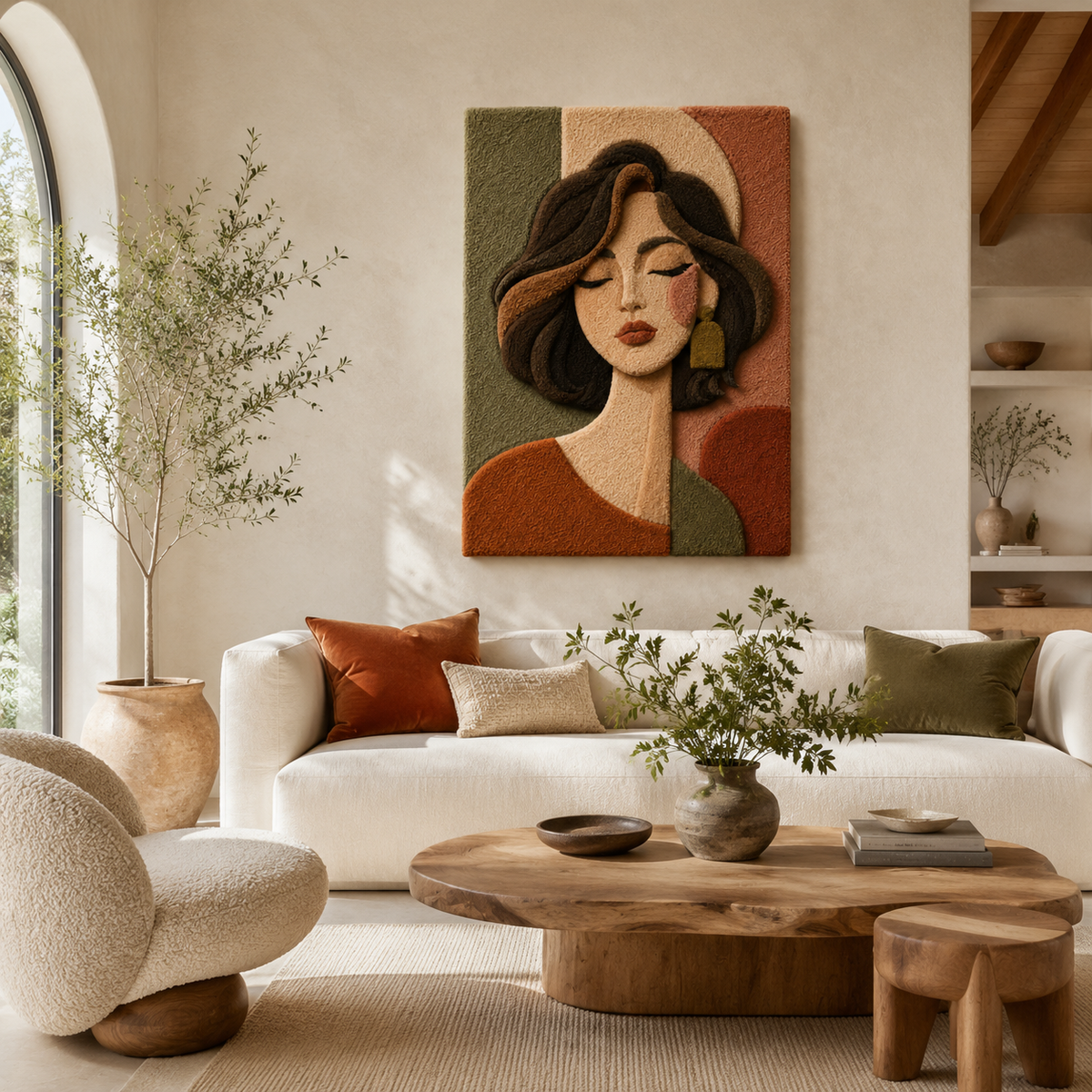 Quiet Terracotta Gaze wall art by Hewn Earth featuring a textured terracotta surface on a contemporary wall display.