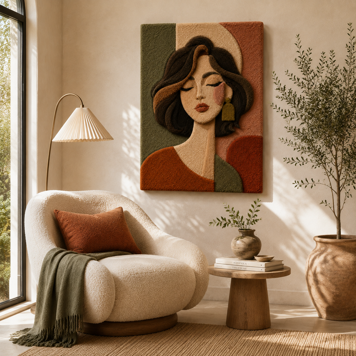 Hewn Earth Quiet Terracotta Gaze wall art featuring earthy terracotta tones and abstract design on a neutral background.