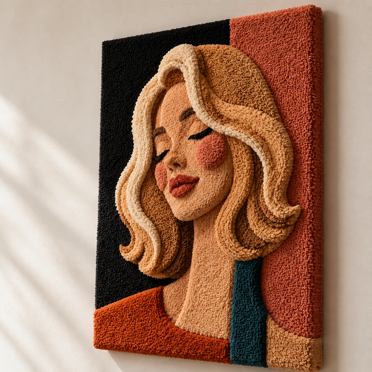 Close-up of Hewn Earth Coral Daydream wall art featuring vibrant coral colors and textured abstract design.