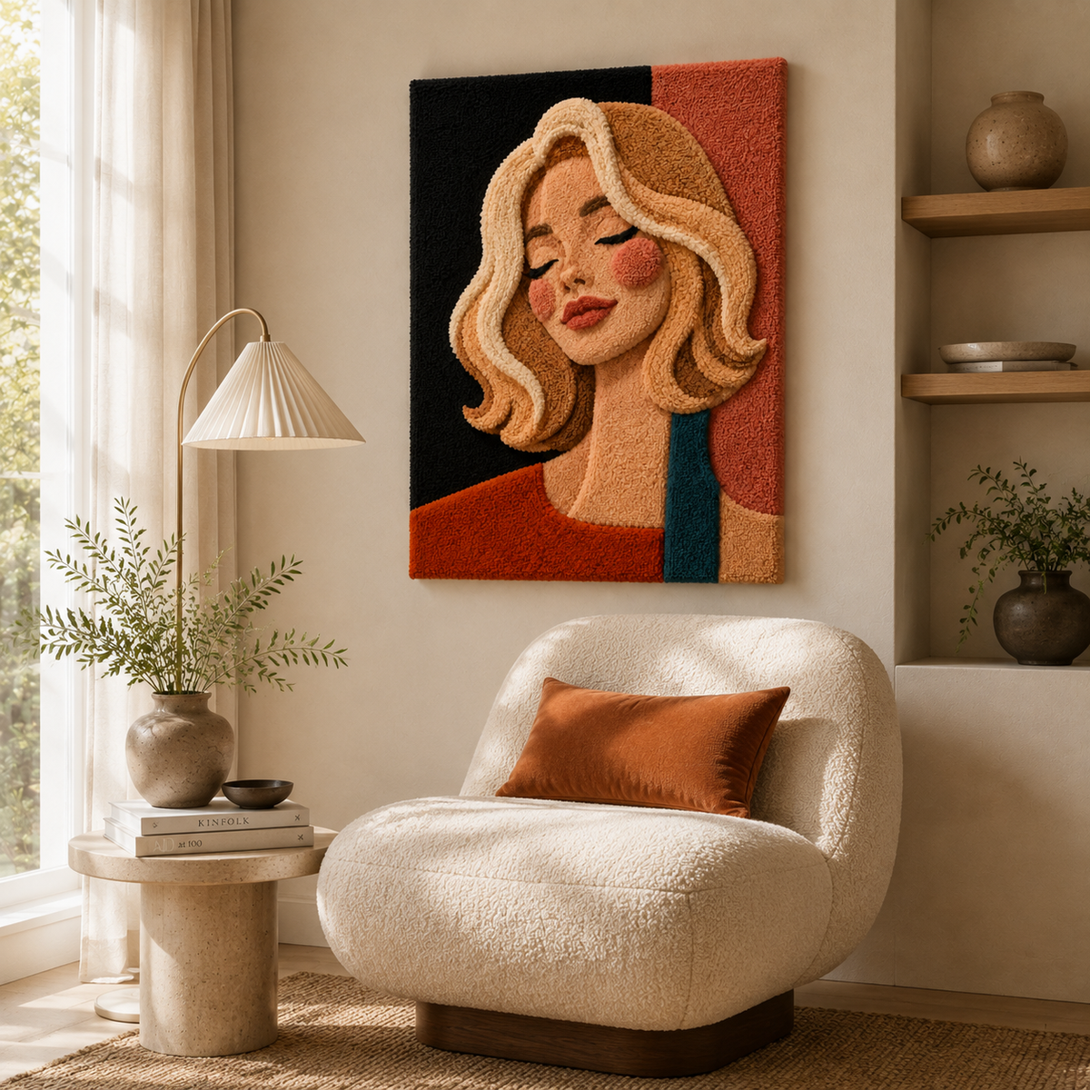 Coral Daydream wall art by Hewn Earth featuring vibrant coral and abstract design on a textured canvas.