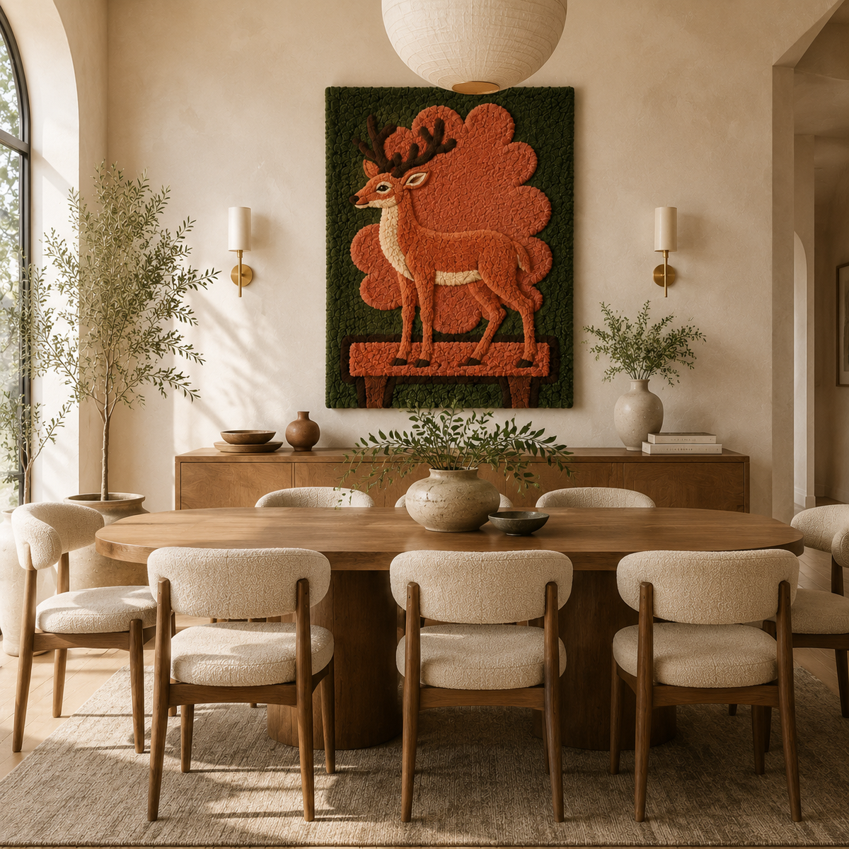 Woodland Stag Emblem wall art by Hewn Earth, featuring a detailed stag design suitable for woodland-themed decor.