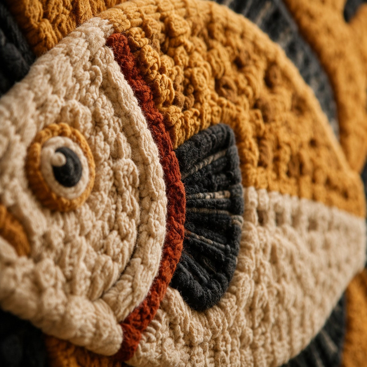Ochre Fish Totem wall art by Hewn Earth, featuring a detailed fish sculpture with earthy tones, suitable for wall decoration.