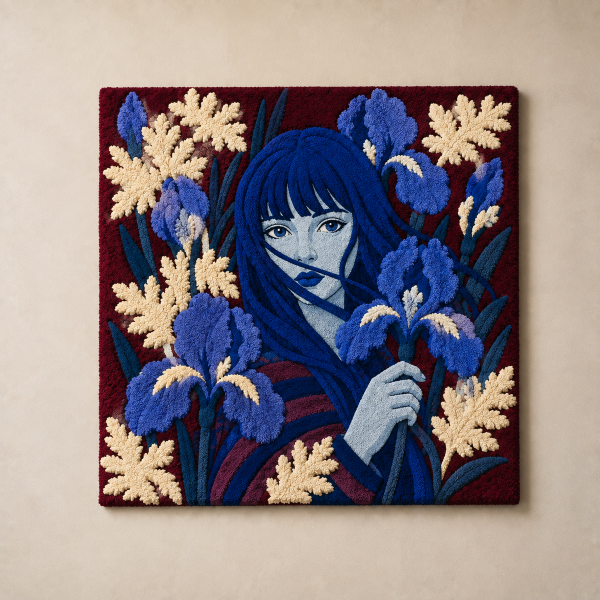 Midnight Iris Muse wall art by Hewn Earth featuring a dark, artistic floral design on a canvas or print.