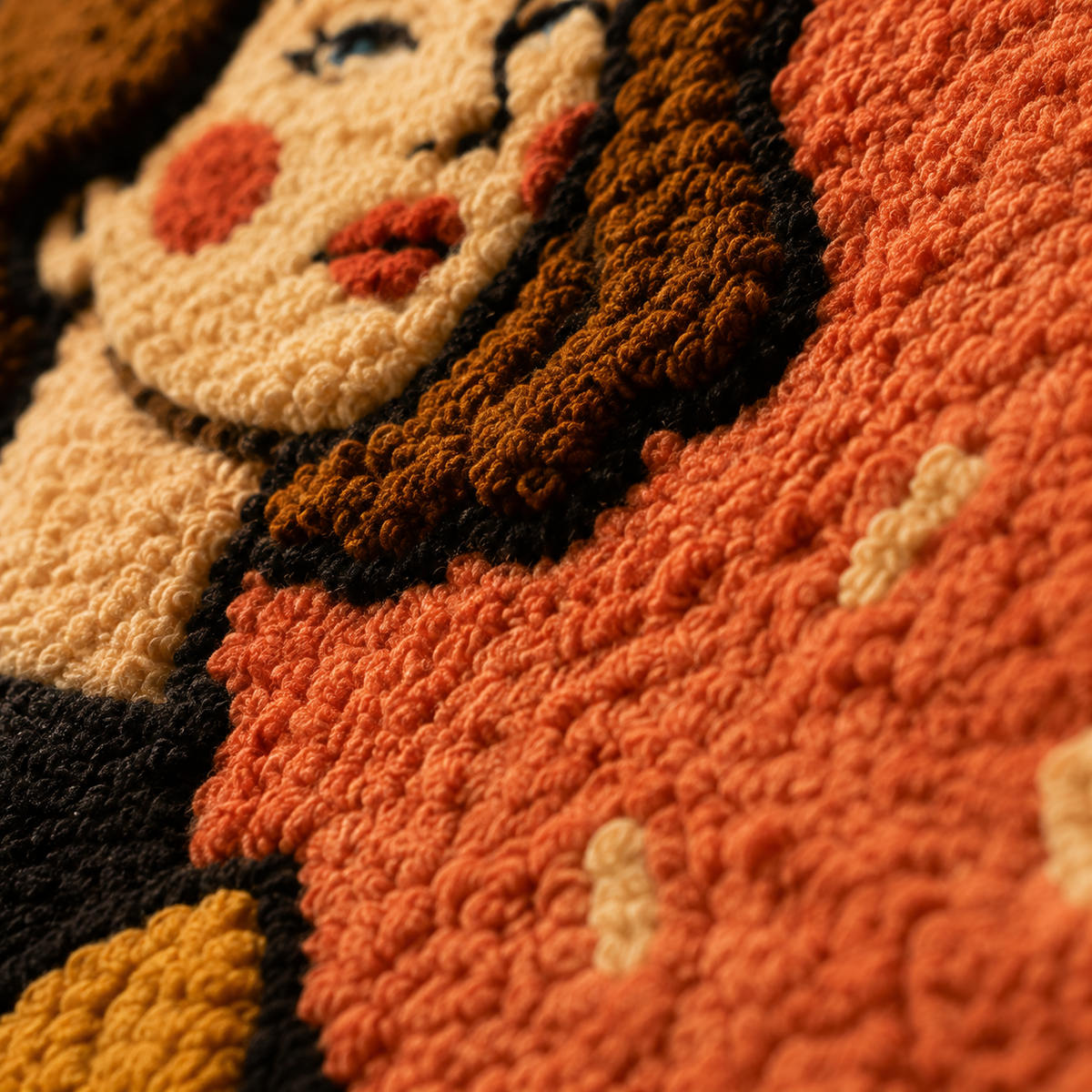 Hewn Earth Ember Bloom Maiden wall art featuring intricate floral design in earthy tones, detailed close-up image.
