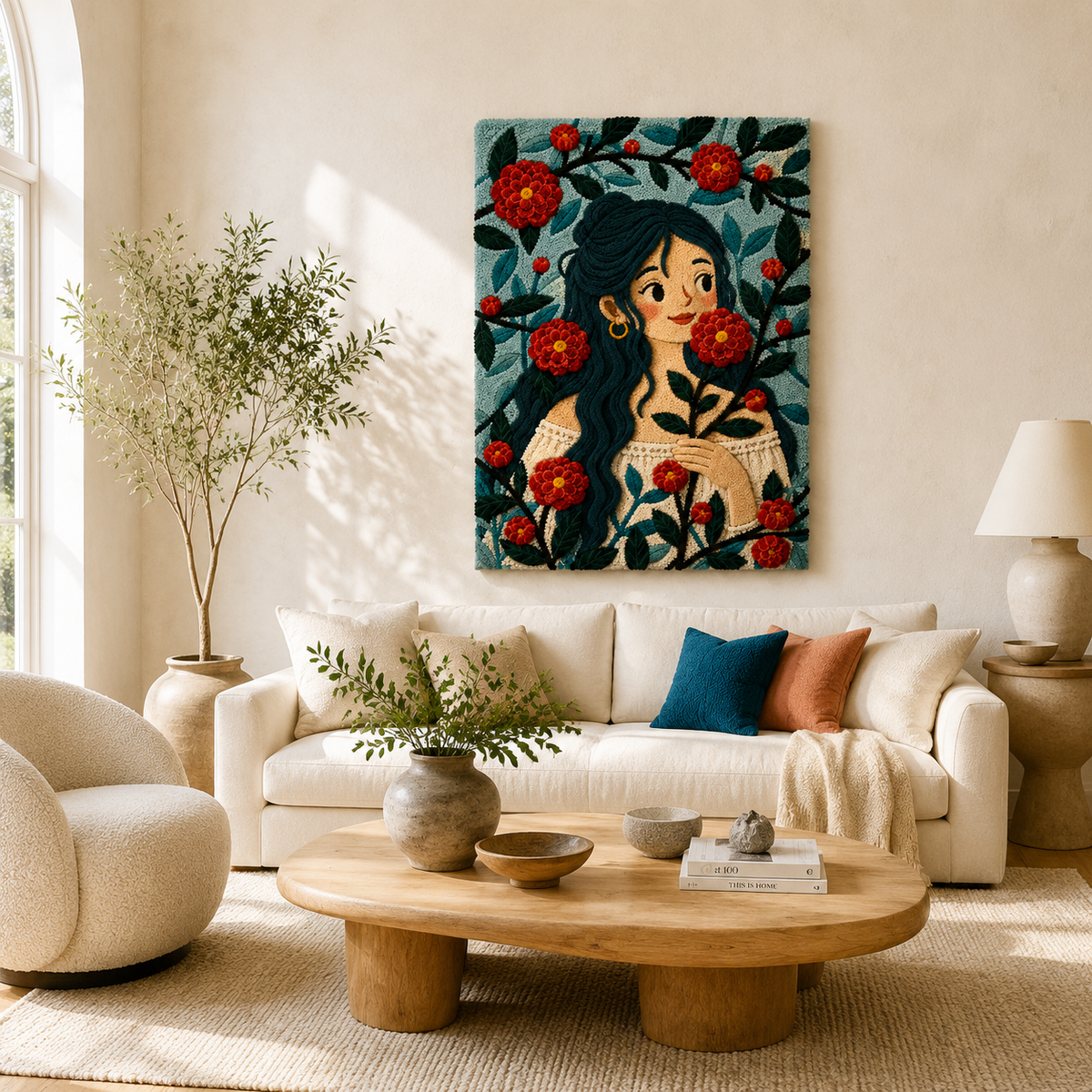 Hewn Earth Camellia Night Portrait wall art featuring a serene floral scene with soft lighting and detailed design.
