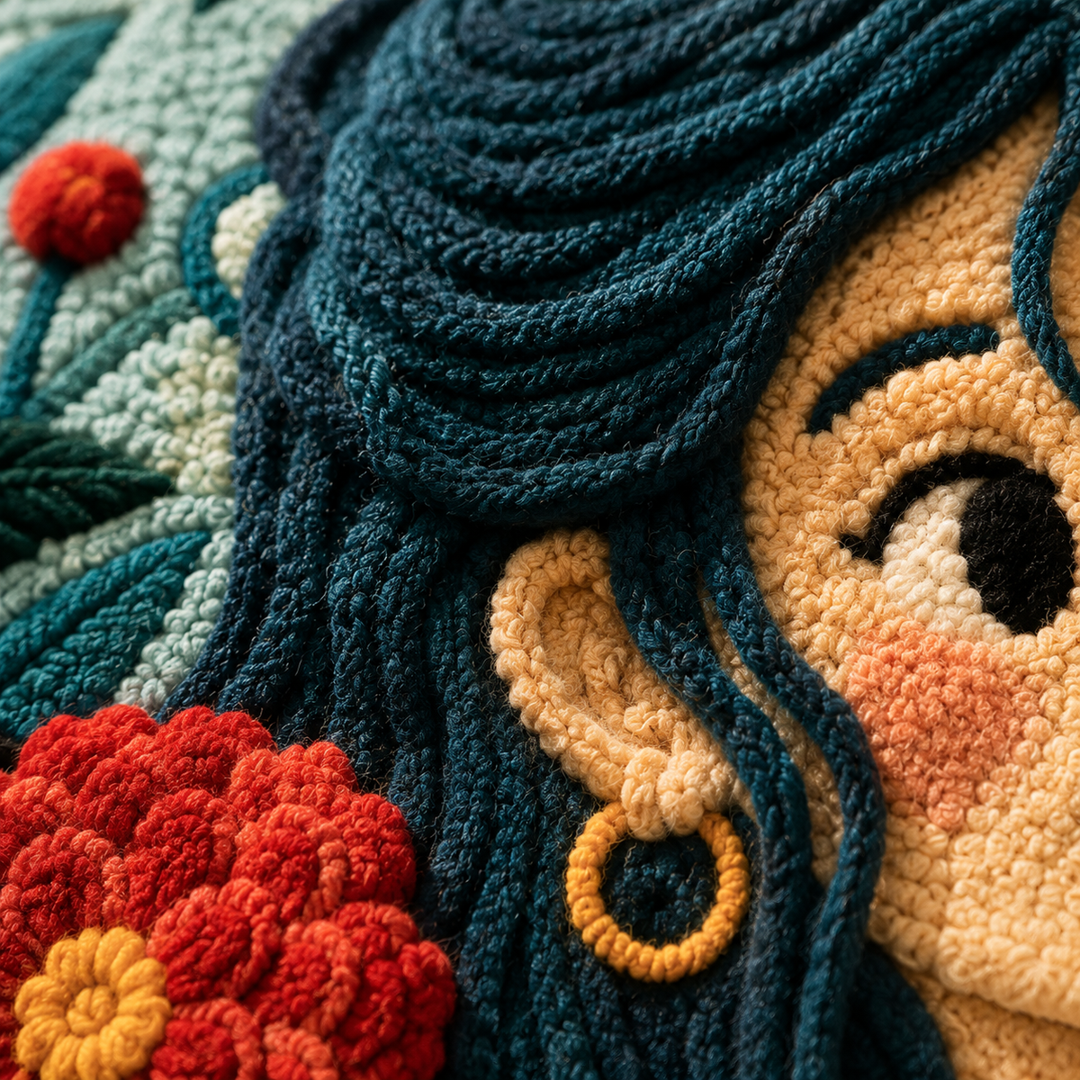 Close-up of Hewn Earth Camellia Night Portrait wall art, showcasing detailed floral design and rich colors.