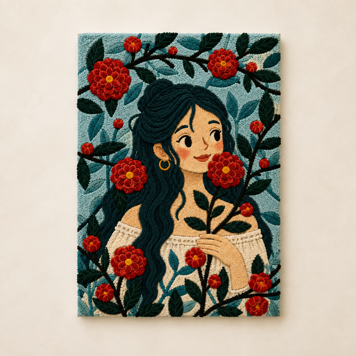 Hewn Earth Camellia Night Portrait wall art featuring a dark, moody floral design with soft lighting and artistic details.