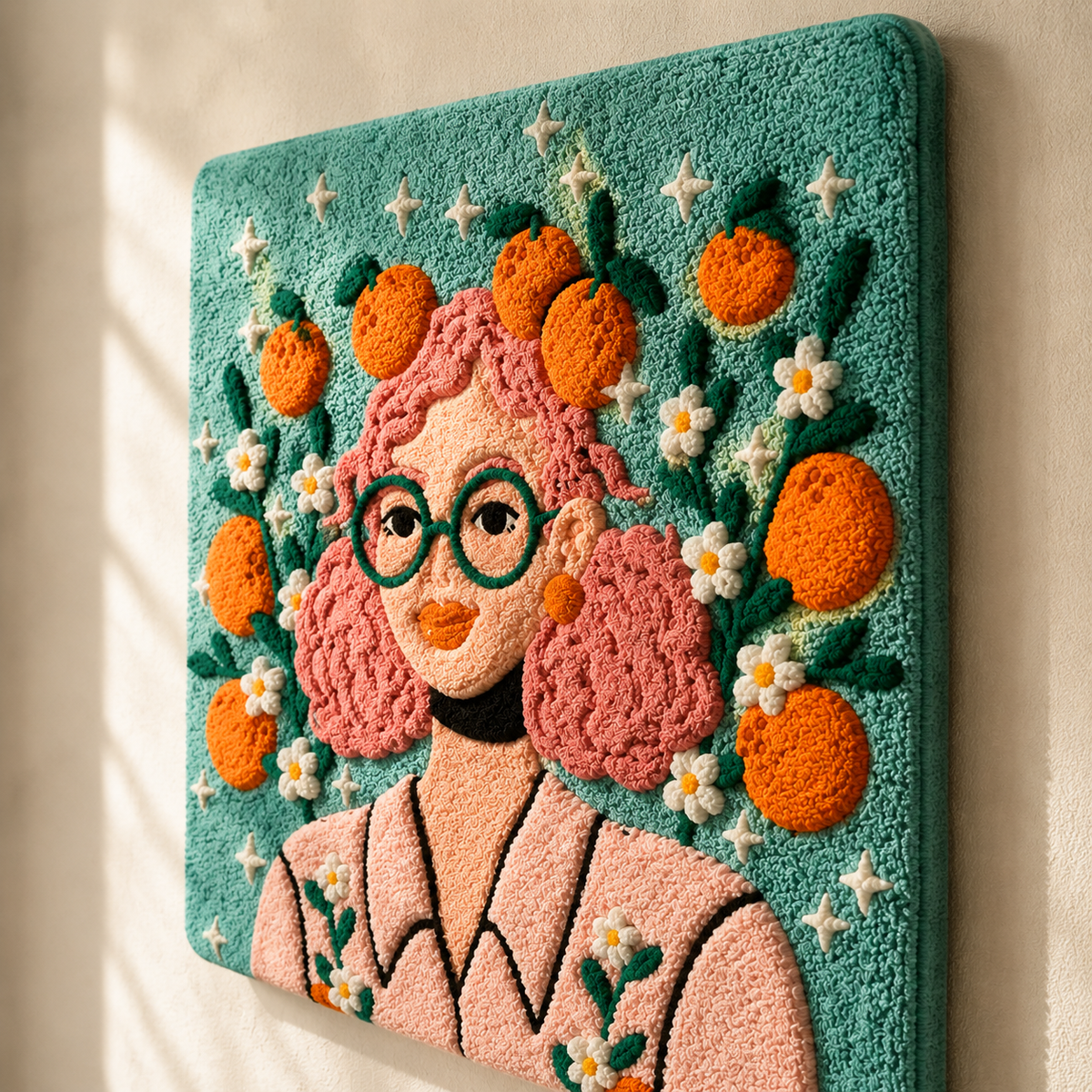 Colorful Citrus Spectacle wall art by Hewn Earth featuring vibrant citrus fruit illustrations on a neutral background.