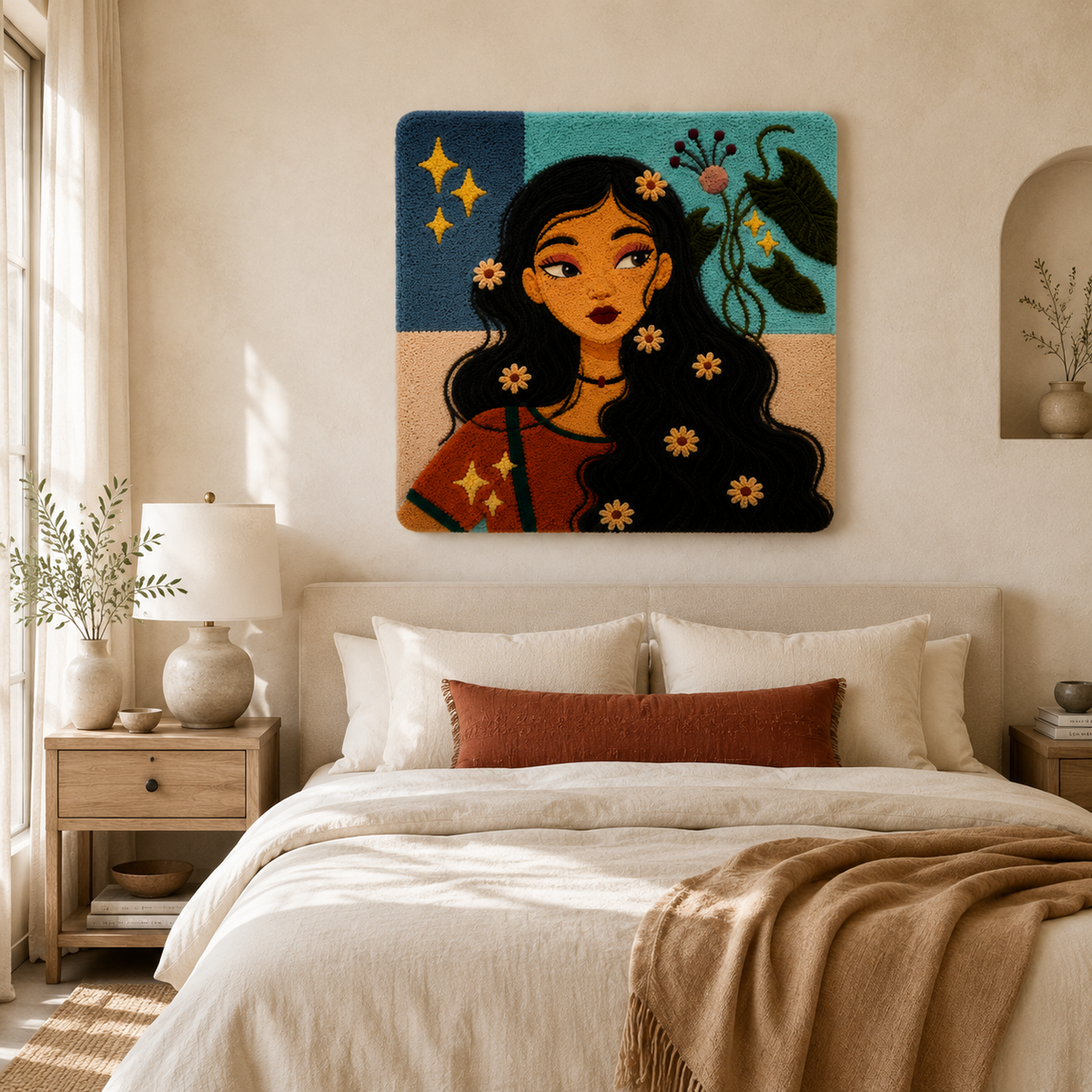 Hewn Earth Starlit Daisy Muse wall art featuring a delicate daisy design on a vibrant background for home decor.