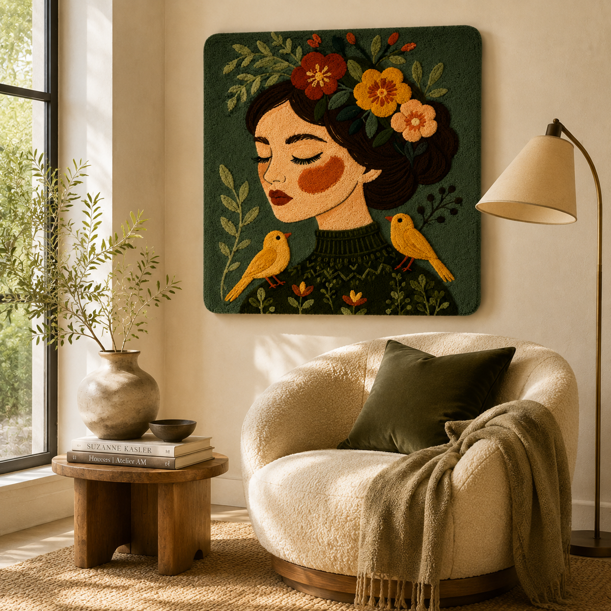 Hewn Earth Moss Crown Reverie wall art featuring a lush, textured moss crown design on a neutral background.