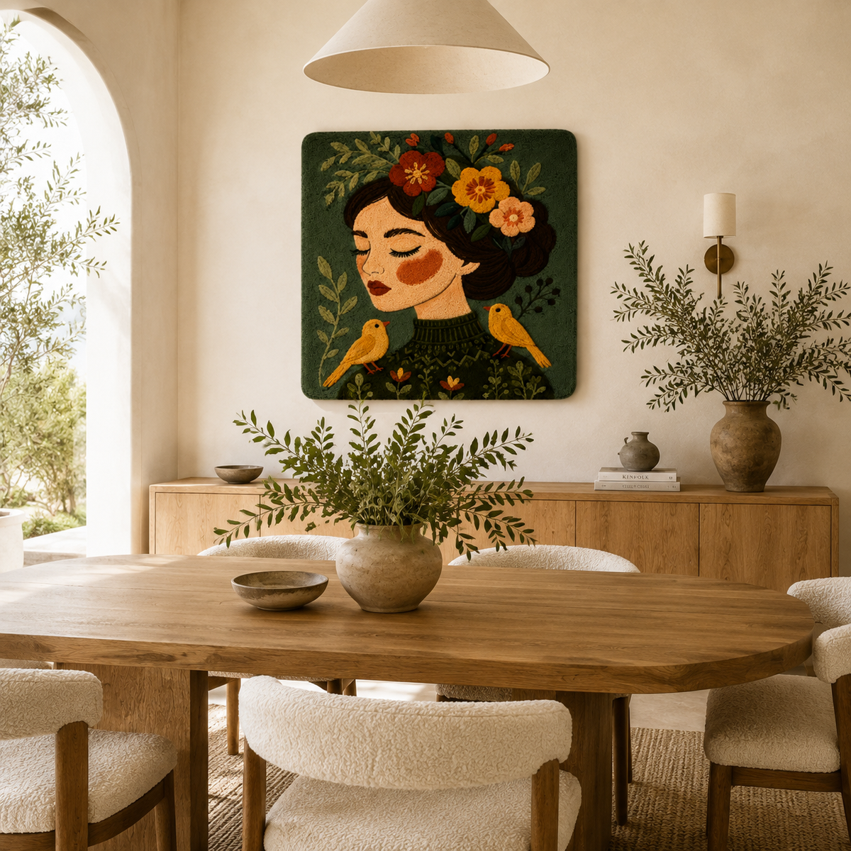 Hewn Earth Moss Crown Reverie wall art featuring a lush, textured moss crown design on a neutral background.