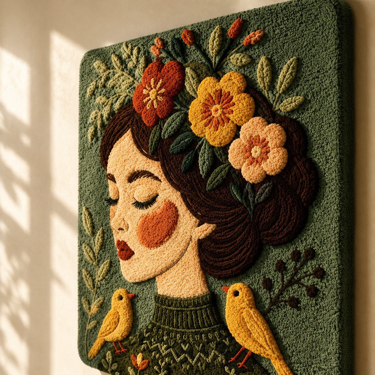 Hewn Earth Moss Crown Reverie wall art featuring a lush, textured green moss crown on a neutral background.