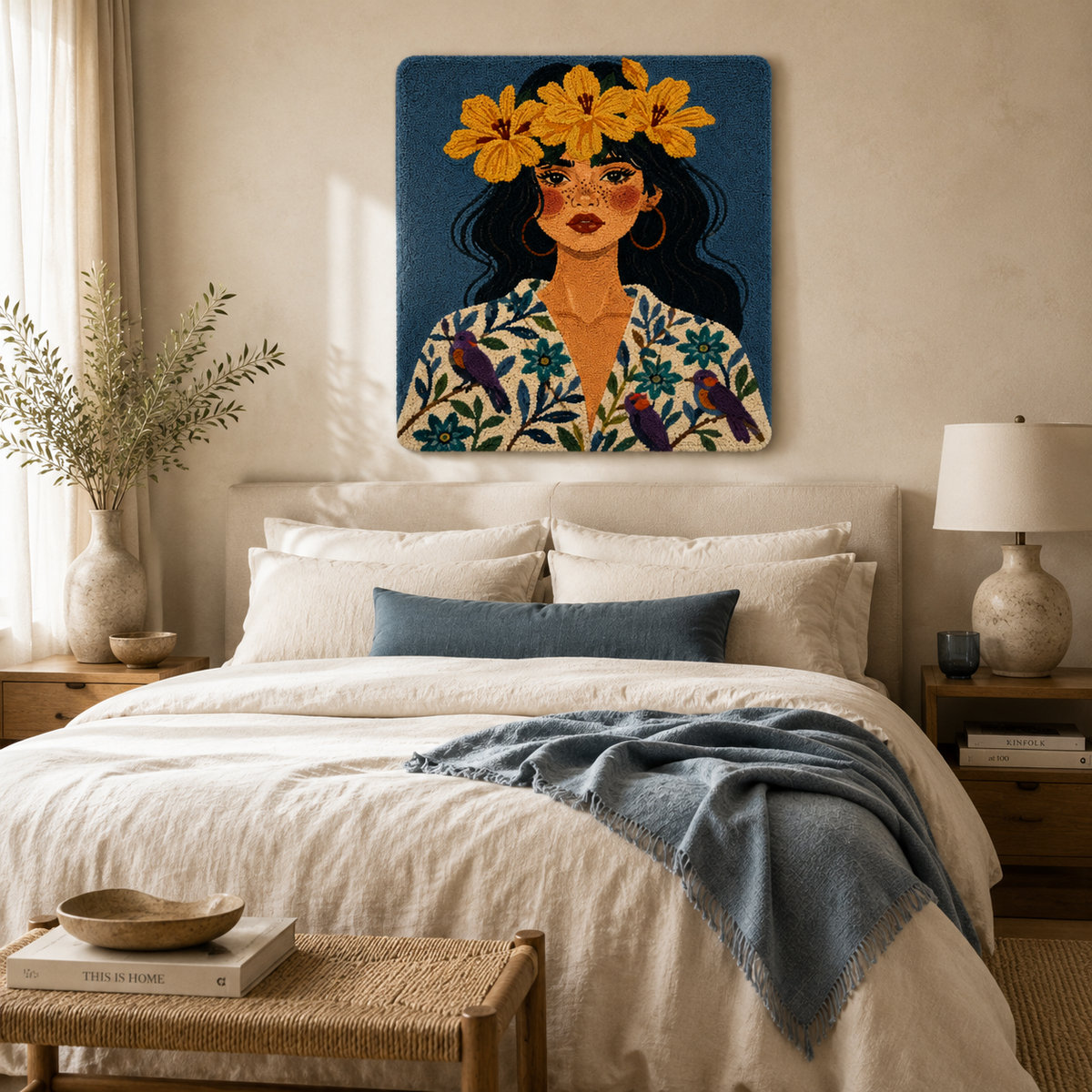 Golden Daisy Dreamer wall art by Hewn Earth featuring a vibrant golden daisy design on a decorative wall piece.