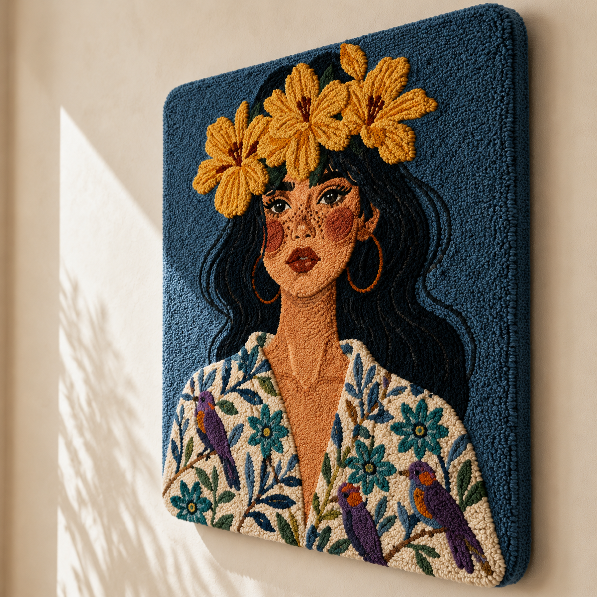Golden Daisy Dreamer wall art by Hewn Earth featuring a vibrant, artistic depiction of golden daisies on a textured background.