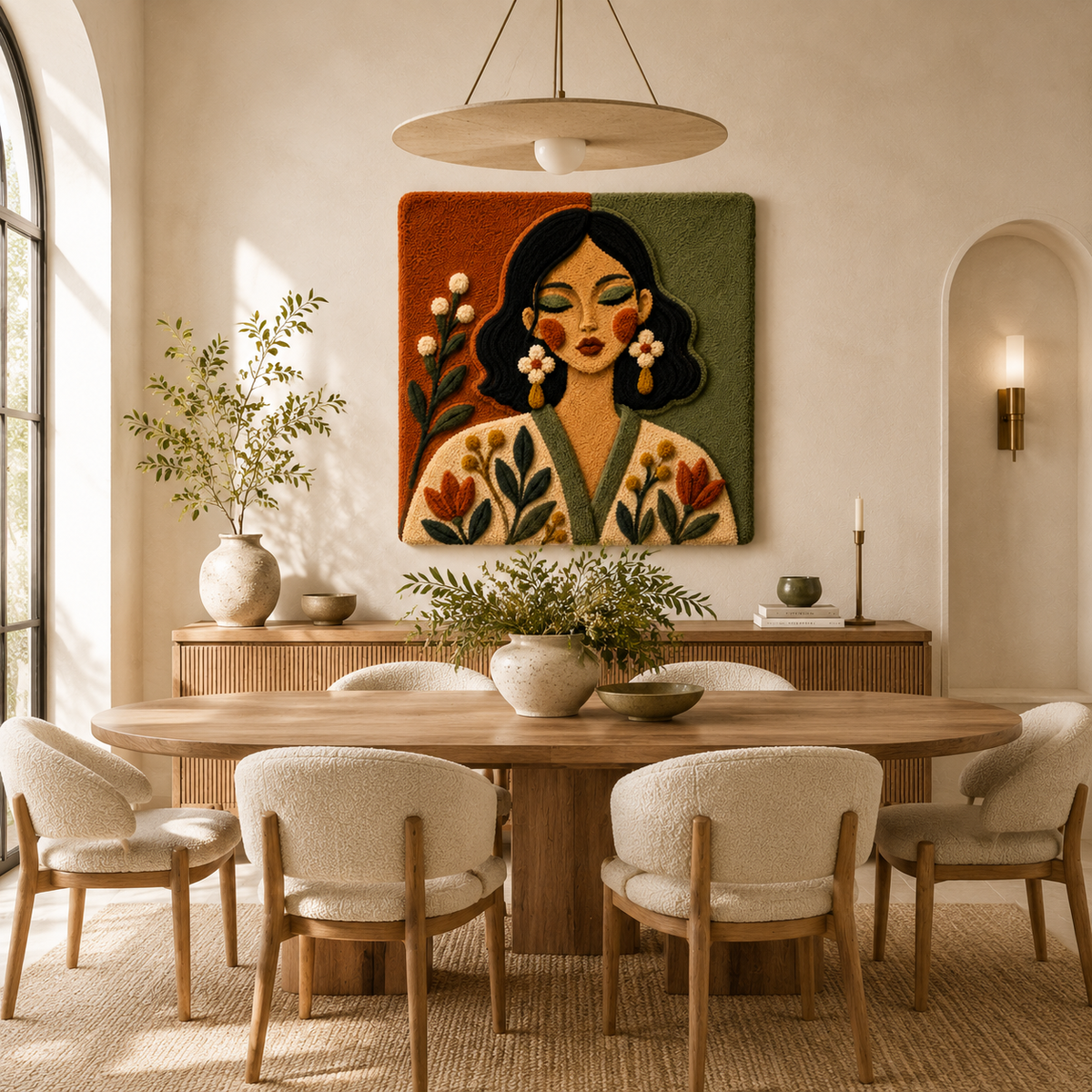 Hewn Earth Meadow Collar Portrait wall art featuring a detailed, natural landscape scene in vivid colors.