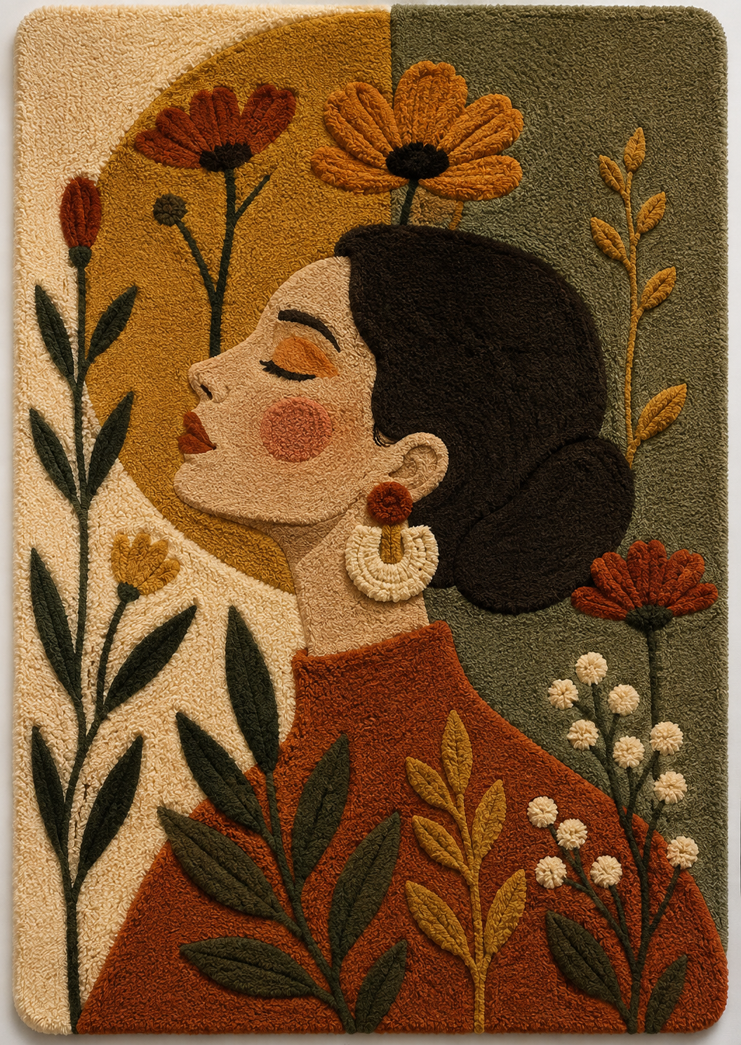 Hewn Earth Amber Garden Profile wall art featuring warm amber tones and intricate design on a textured background.
