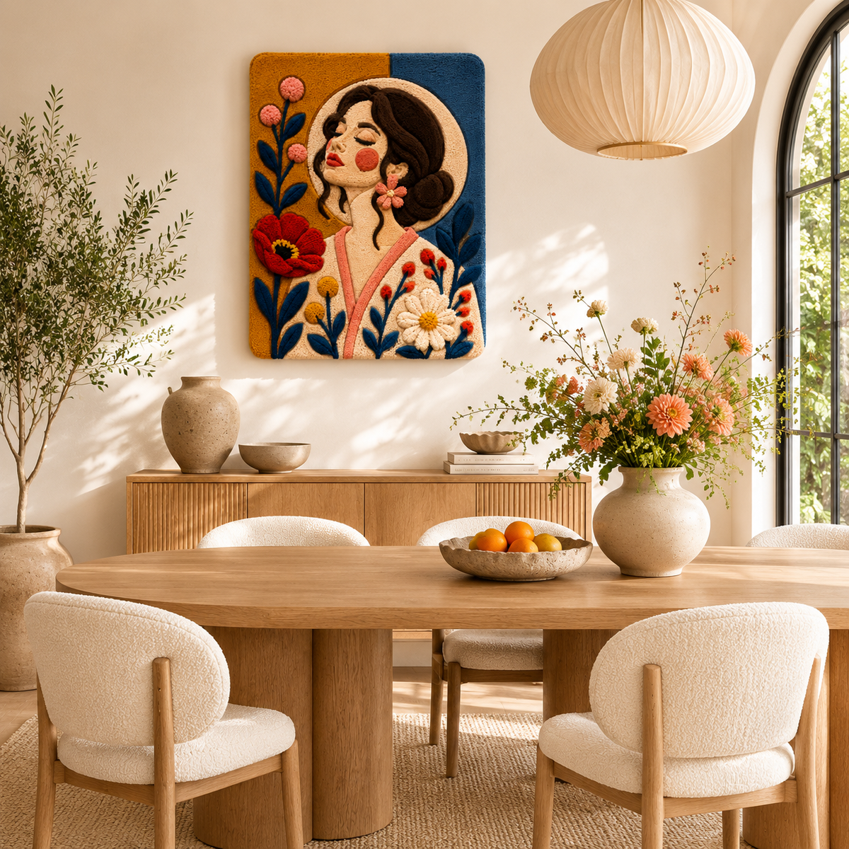 Cerulean Poppy Gaze wall art by Hewn Earth featuring a vibrant blue floral design on a neutral background.