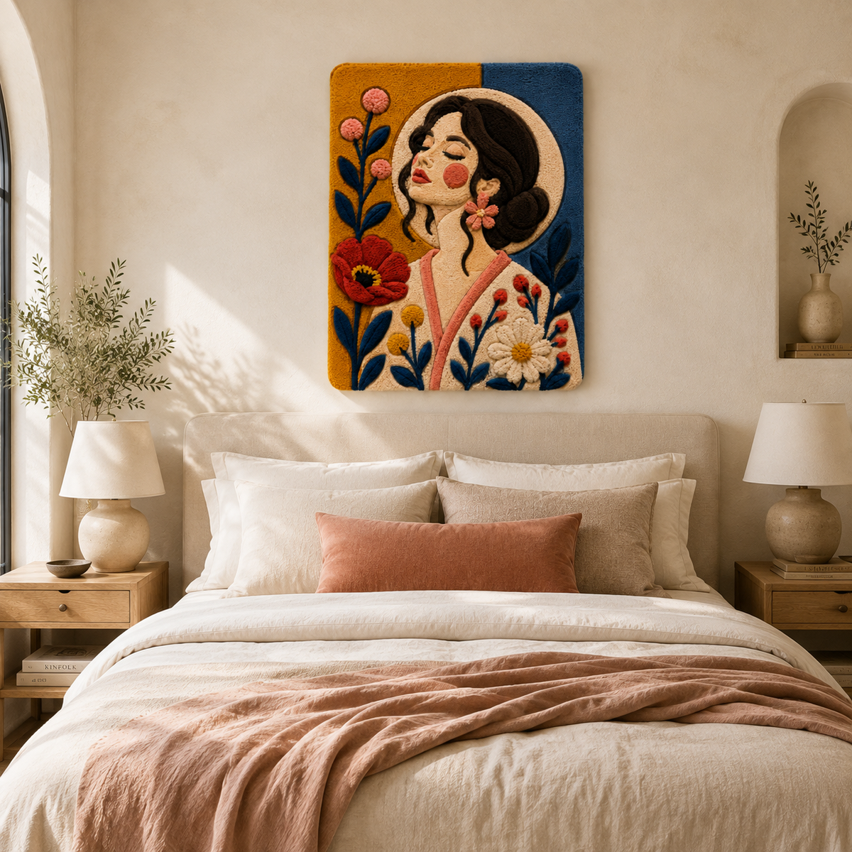 Cerulean Poppy Gaze wall art by Hewn Earth featuring a vibrant blue poppy flower on a textured background.