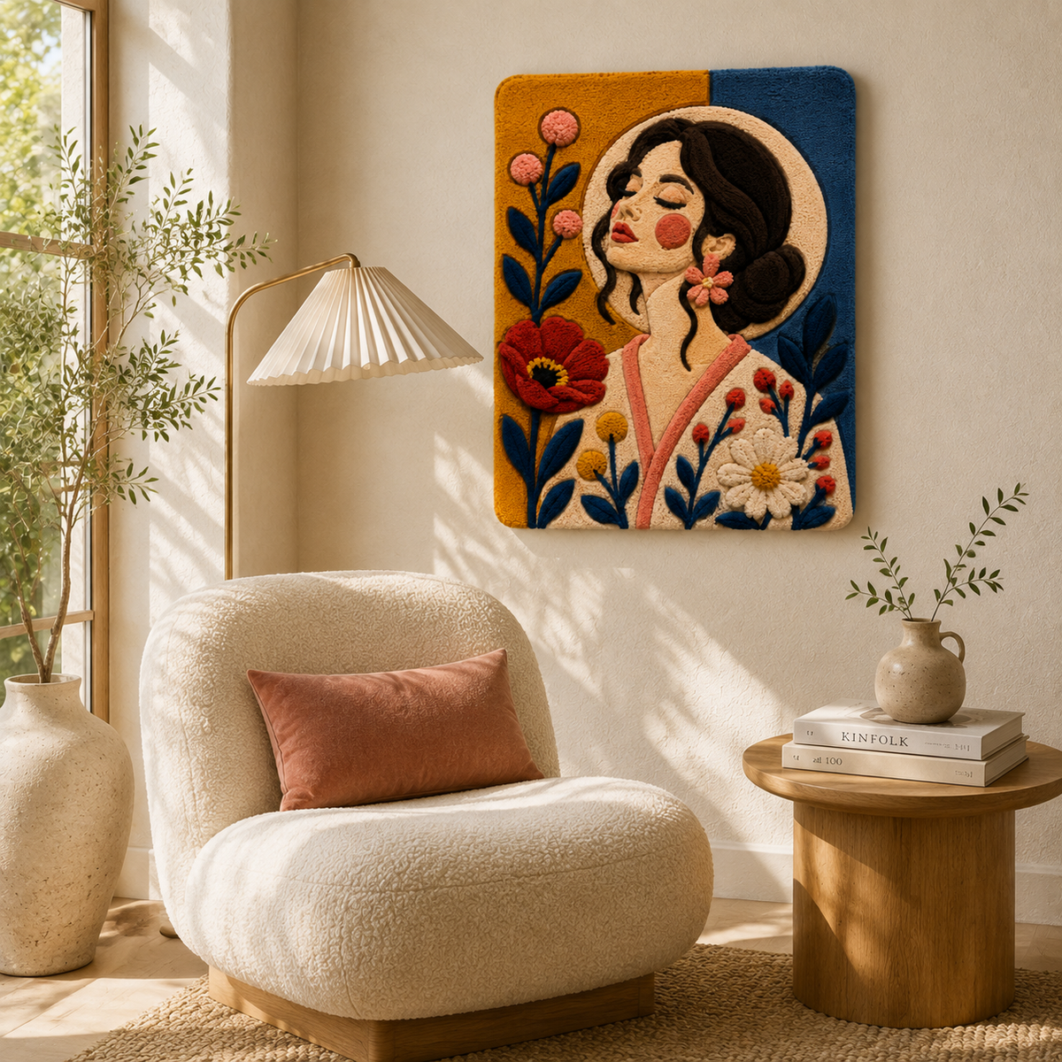 Cerulean Poppy Gaze wall art by Hewn Earth featuring vibrant blue poppies on a textured background for modern home decor.